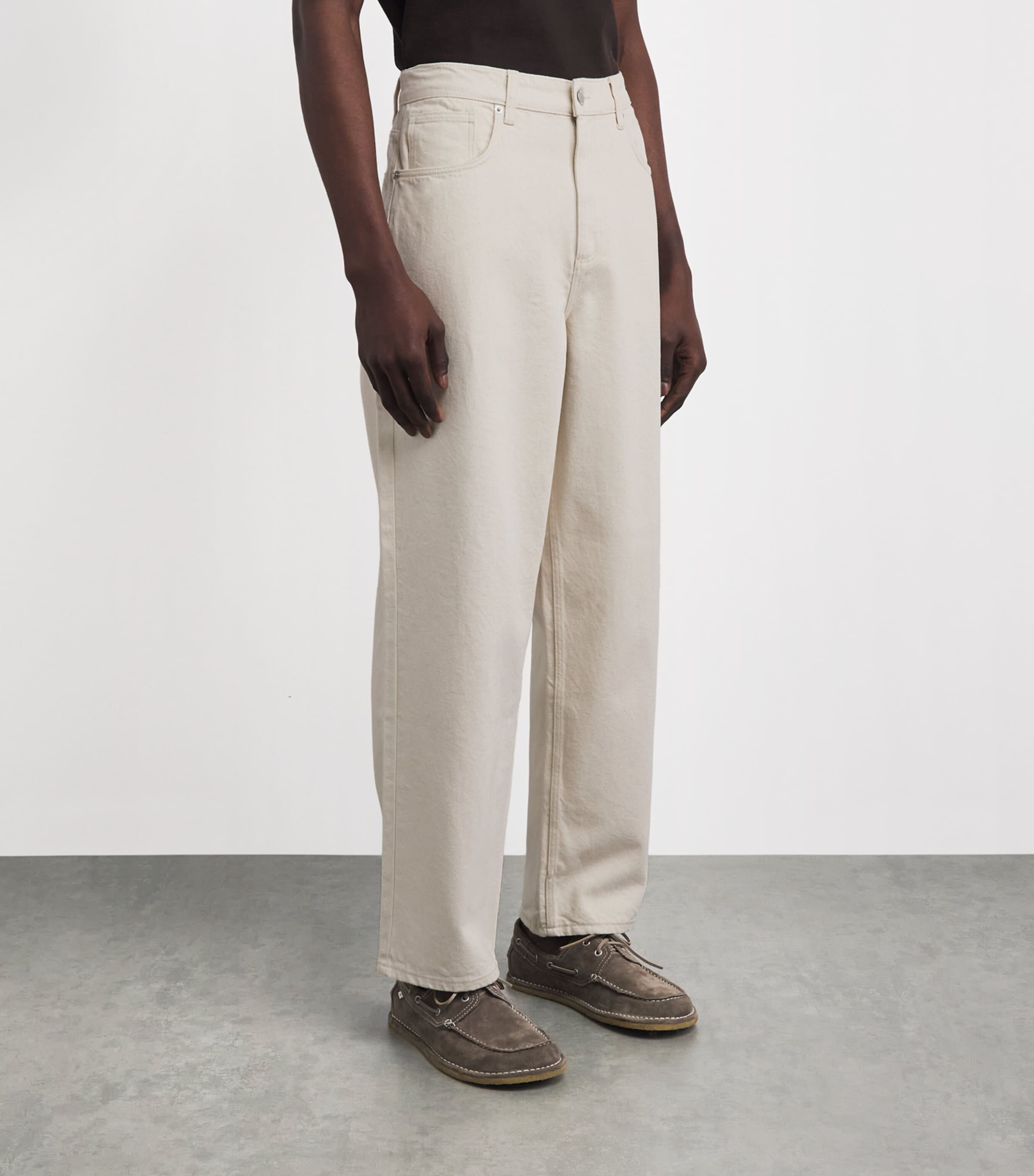 Wax London Mens Felix Loose Jeans Ecru Image 4