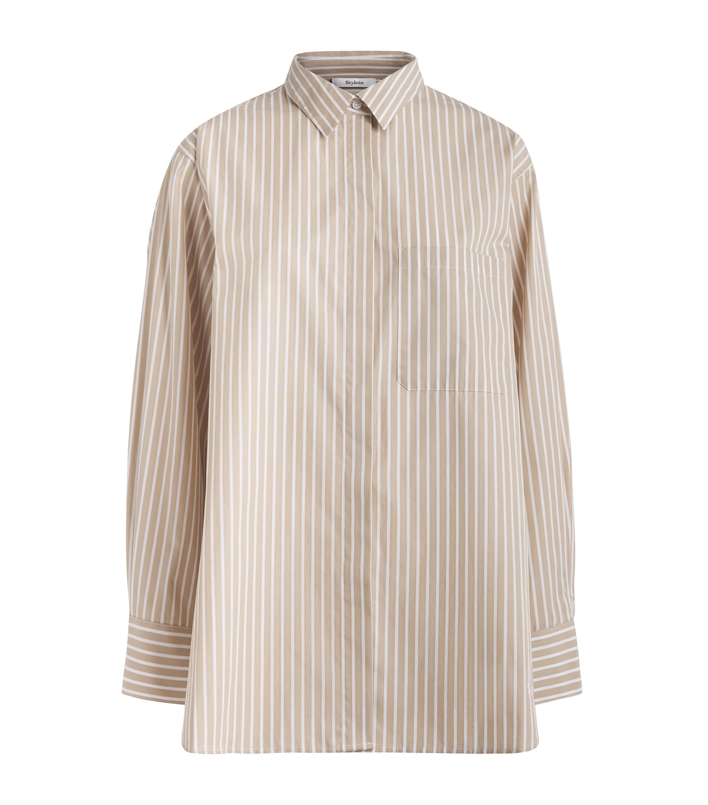 Stylein Womens Cotton Stripe Jansell Shirt Beige Stripe Image 1