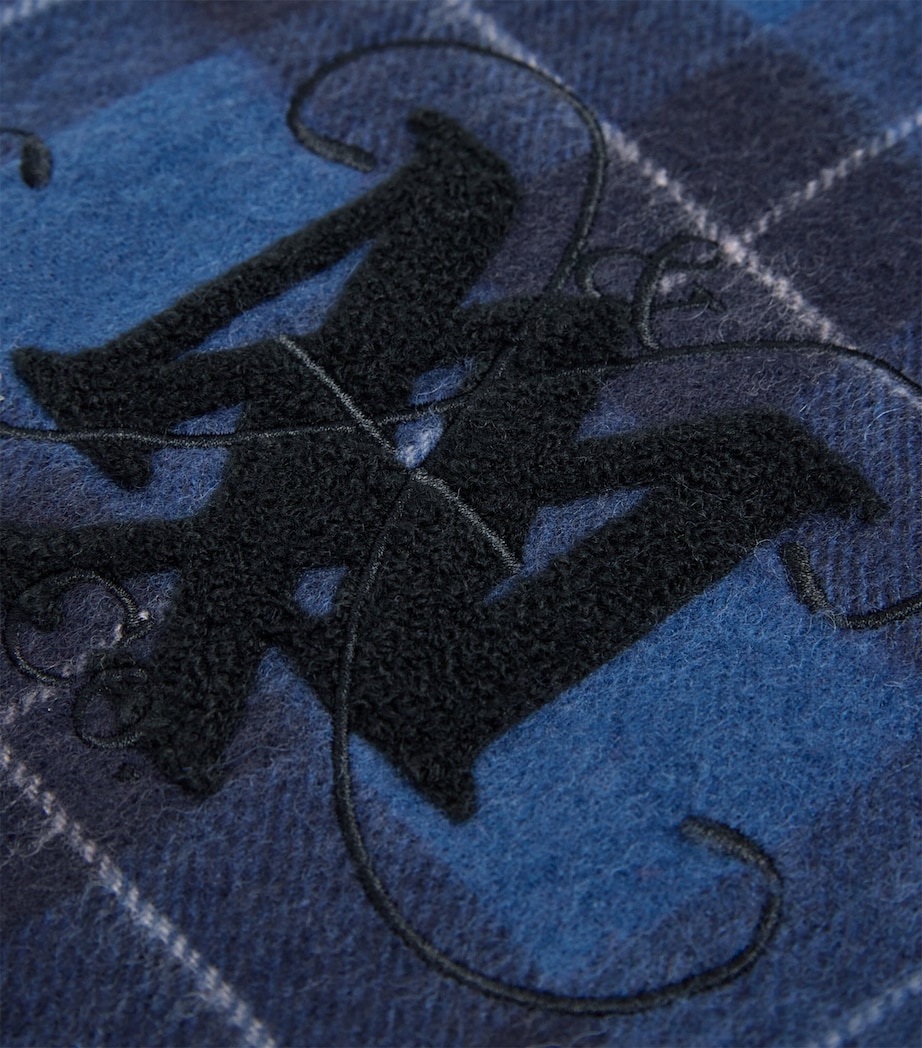 Wool Check Scarf NAVY Image 4