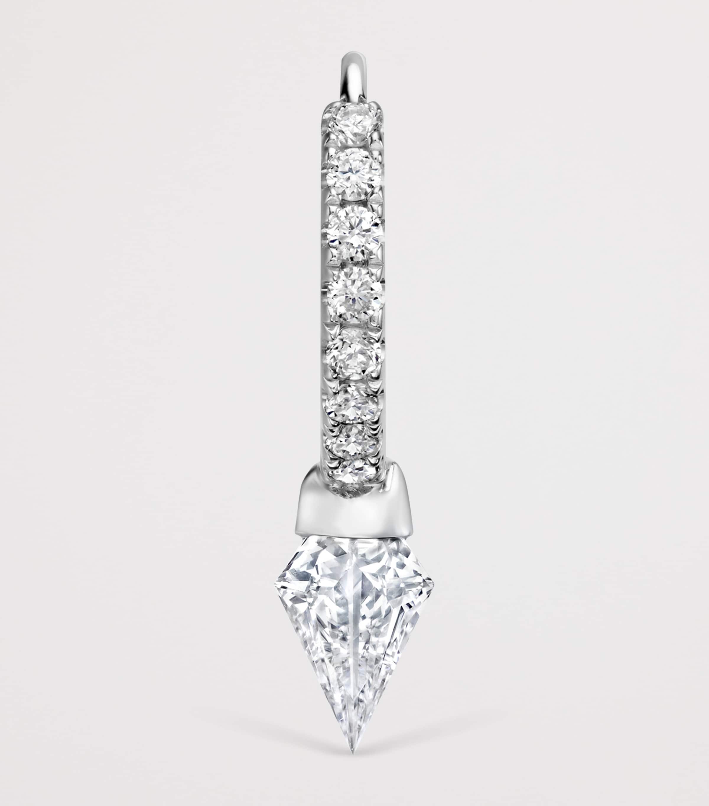 Maria Tash Silhouette Diamond Short Spike Eternity Single Hoop Earring (6.5mm) White Gold Image 3