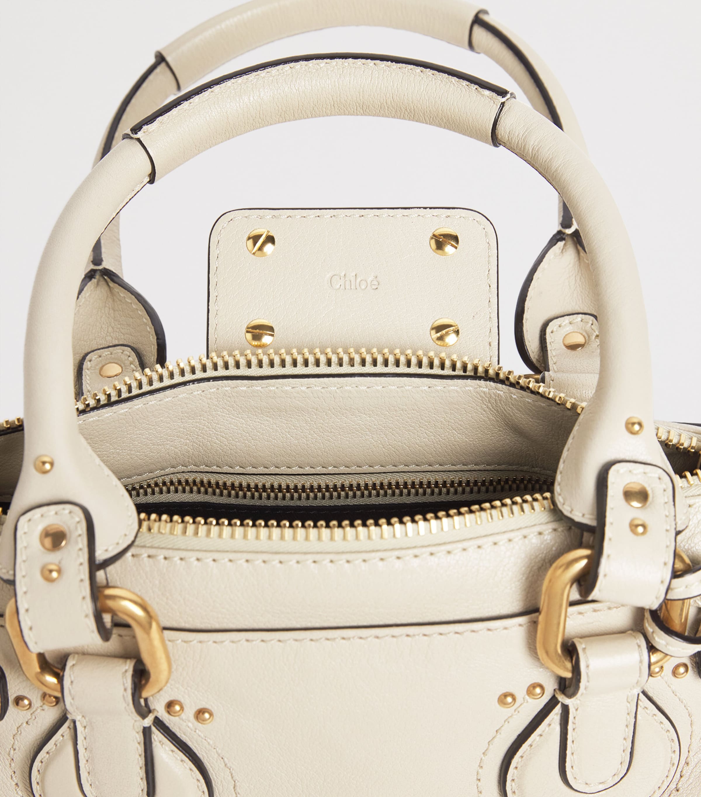 Chloé Small Leather Paddington Top-Handle Bag Cloudy Cream Image 3