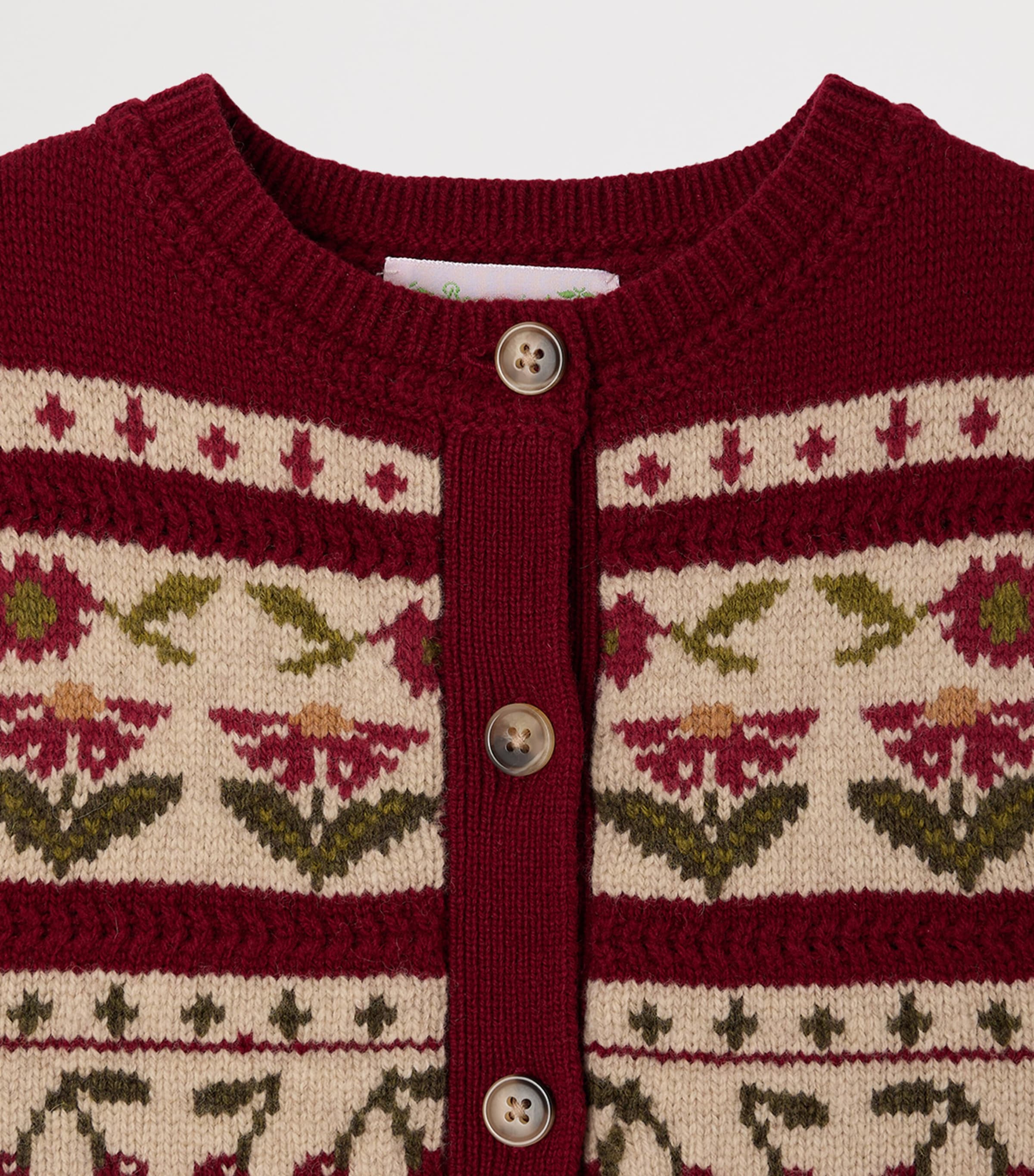 Bonpoint Wool Jacquard Sweater Vest (4-8 Years) Bordeaux Image 3