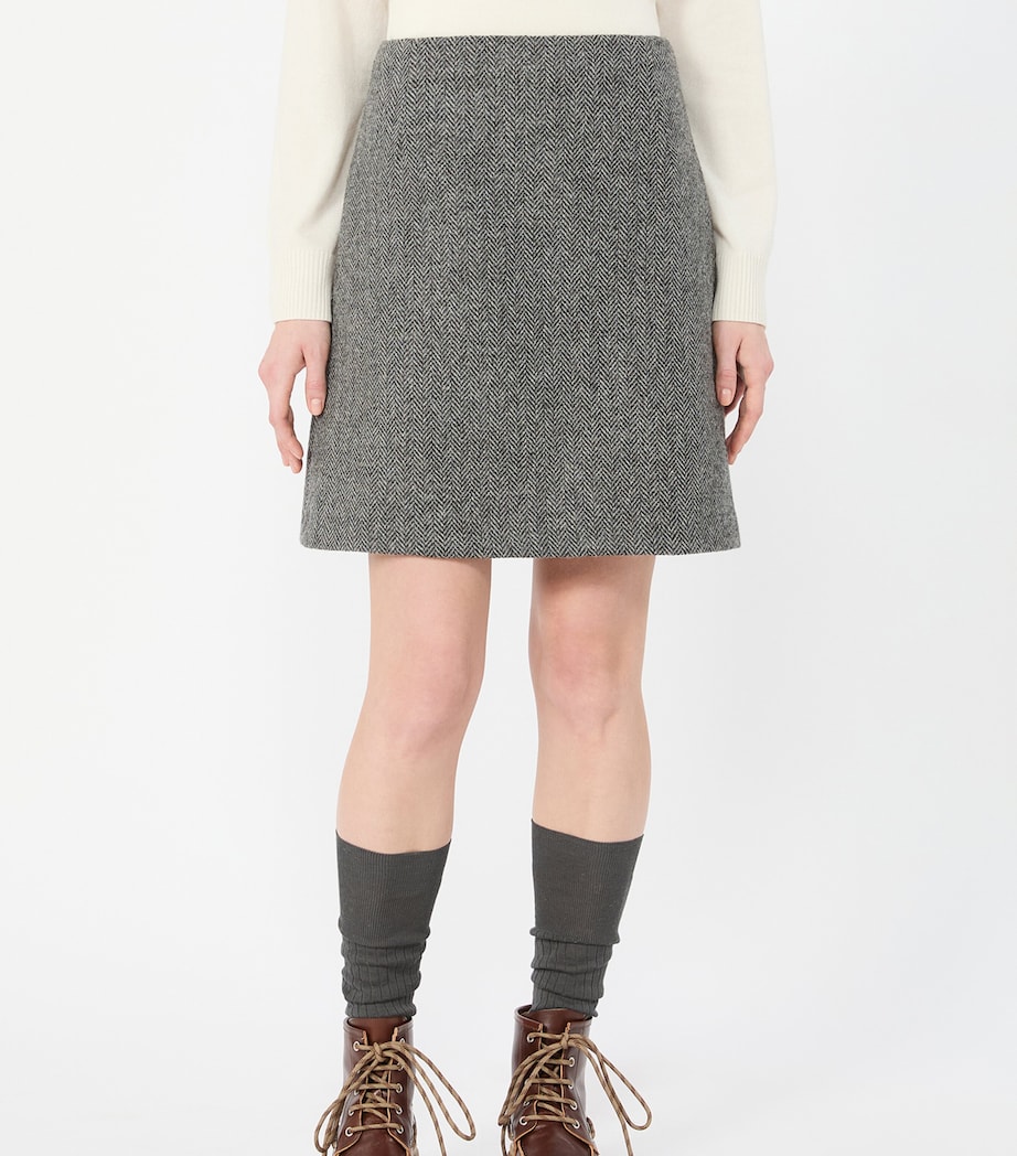 Weekend Max Mara Womens Virgin Wool Herringbone Mini Skirt Dark Grey Image 3