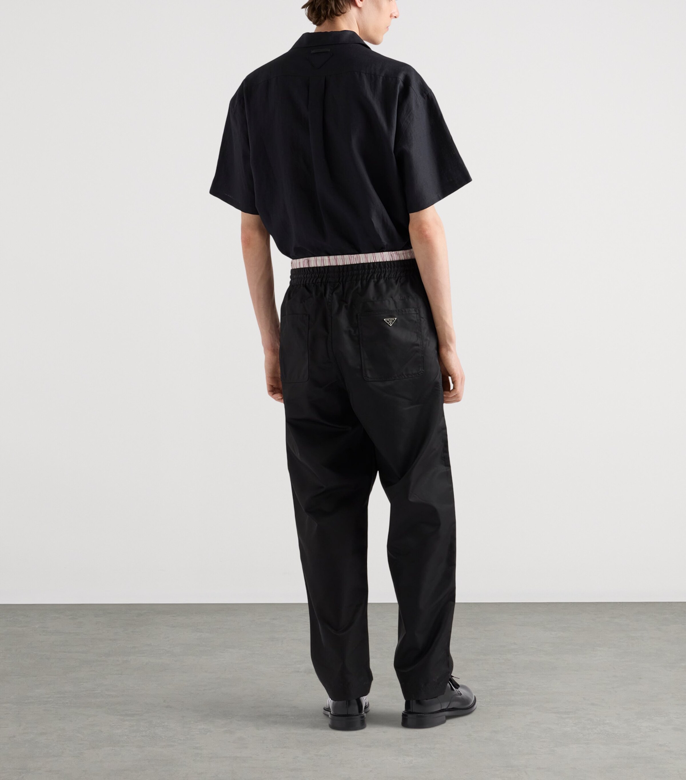 Prada Mens Linen Short-Sleeve Shirt Black Image 5