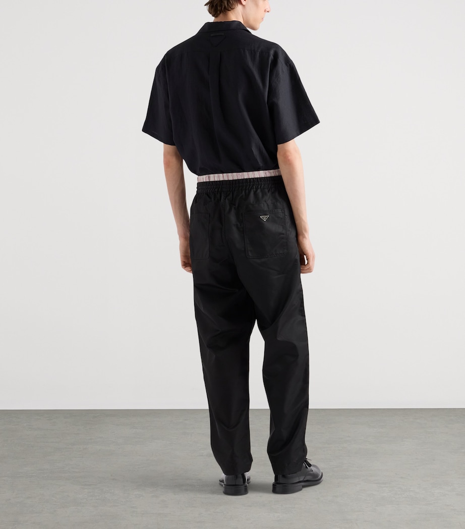 Prada Mens Linen Short-Sleeve Shirt Black Image 5