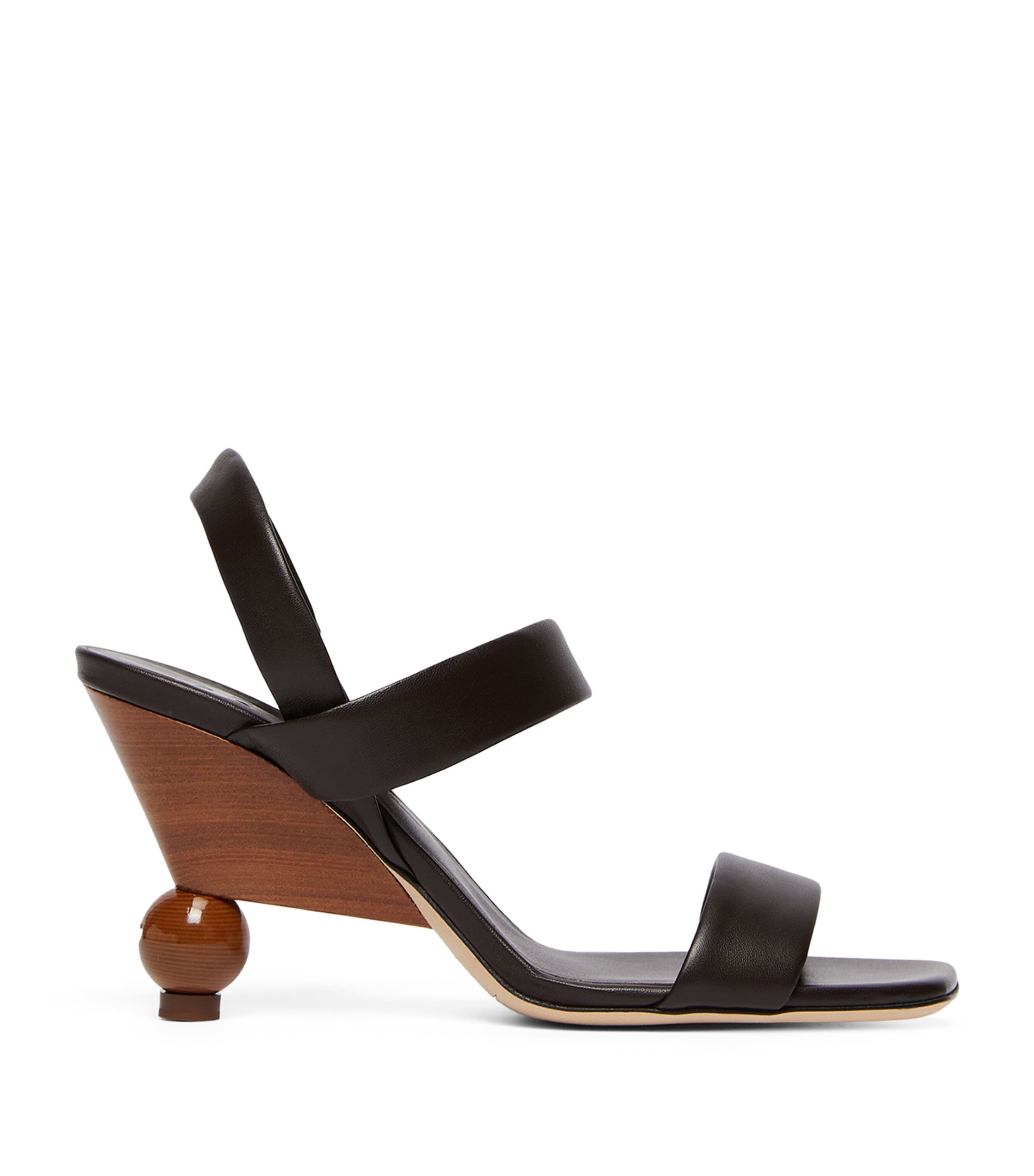 Weekend Max Mara Leather Slingback Sandals Dark Brown Image 1
