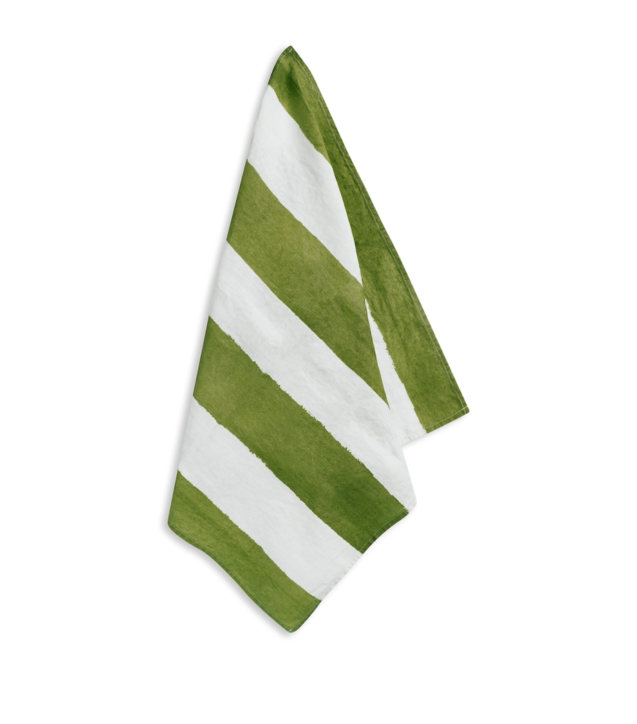 Summerill & Bishop Linen Stripe Napkin (50cm x 50cm) Green Image 3