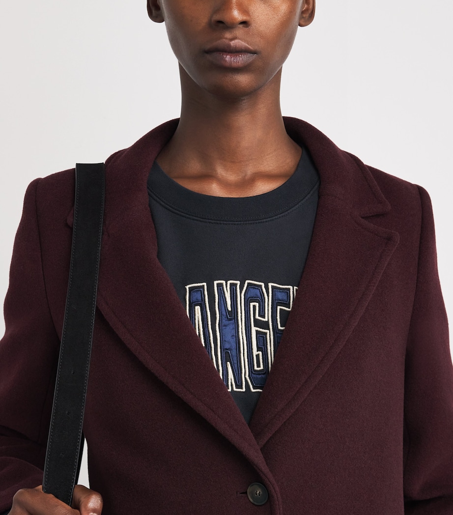 Wool-Cotton Belted Trench Coat BURGUNDY Image 6