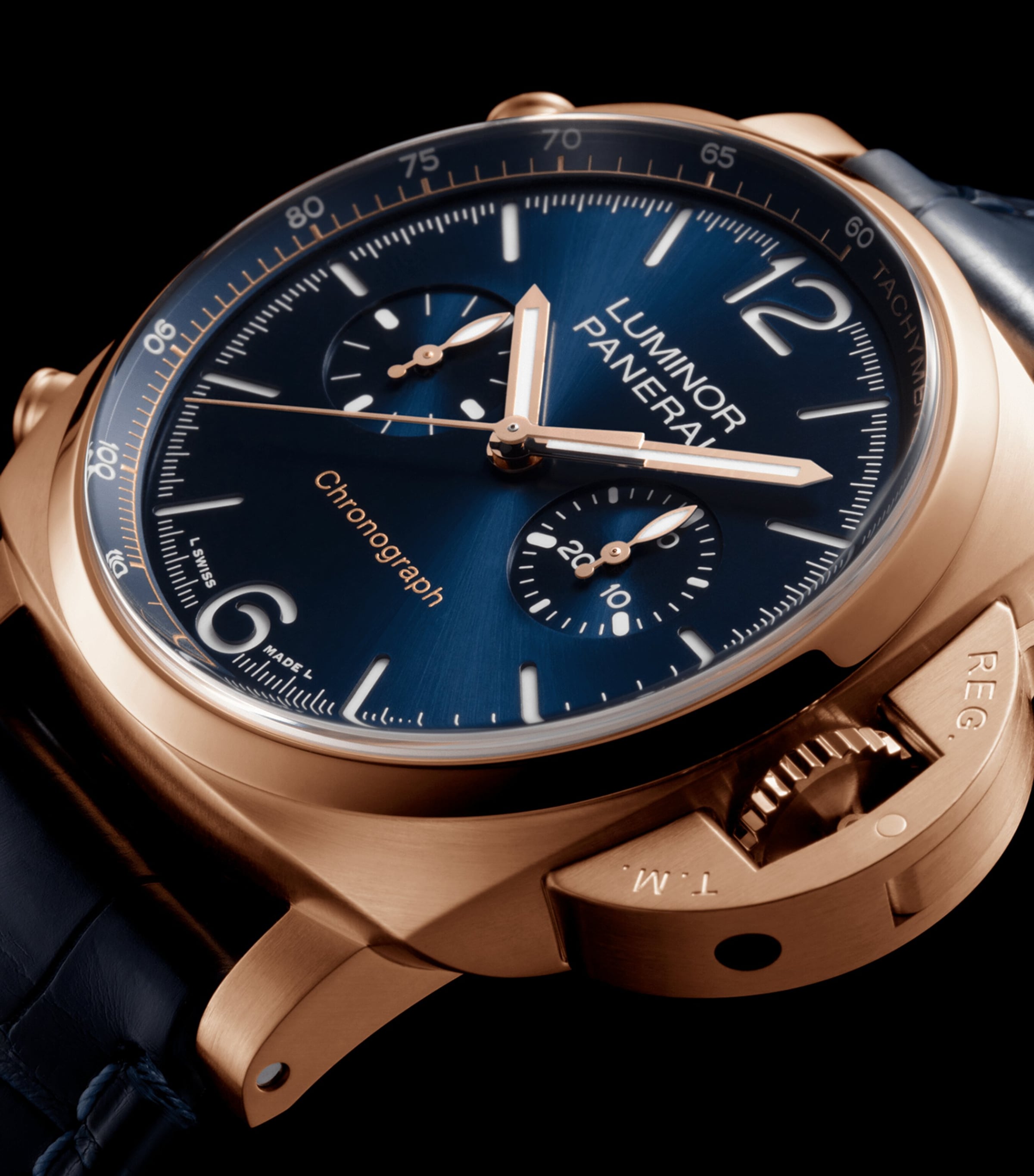 Panerai Goldtech Luminor Chrono Watch 44mm Blue Image 4