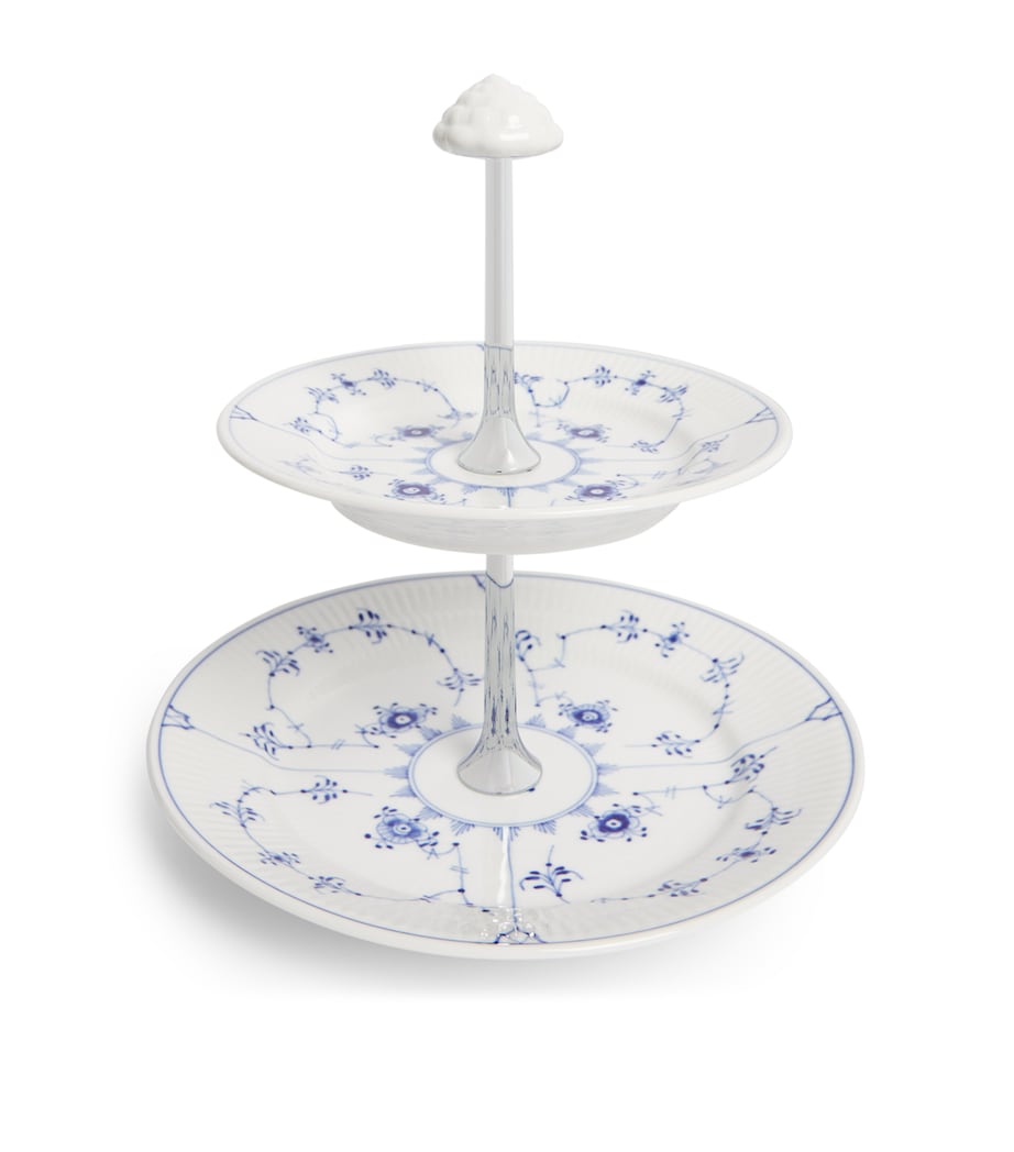 Blue Fluted Plain 2-Tier Étagère BLUE Image 1