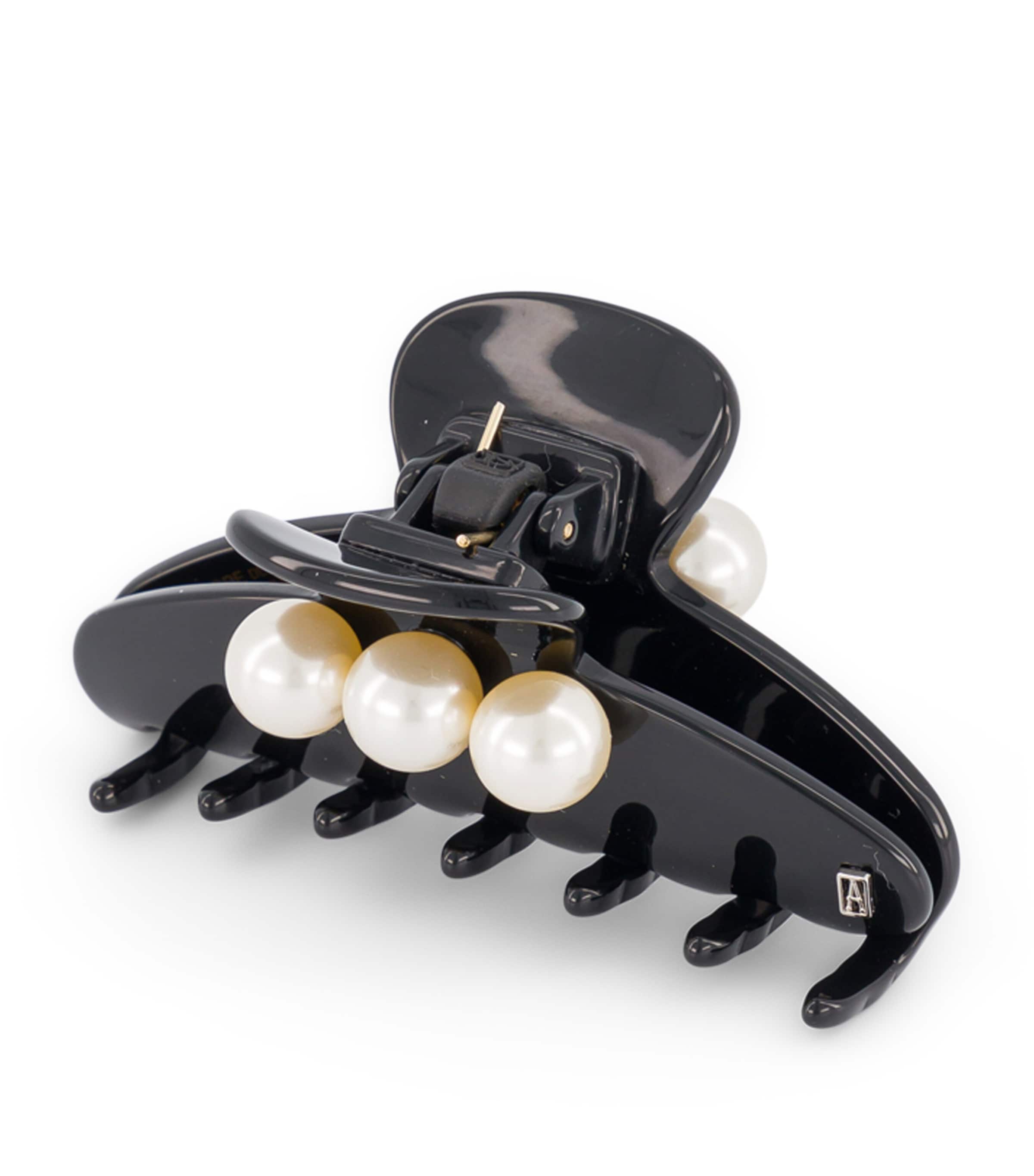 Alexandre de Paris Oversize Pearl-Detail Claw Hair Clip Noir Image 2