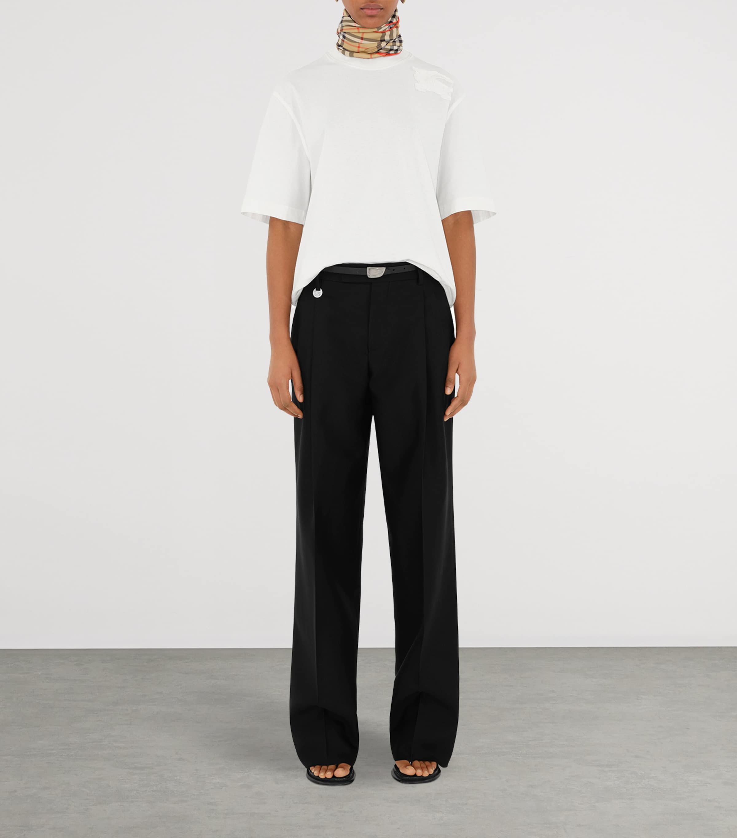 Silk Check Scarf SAND Image 4