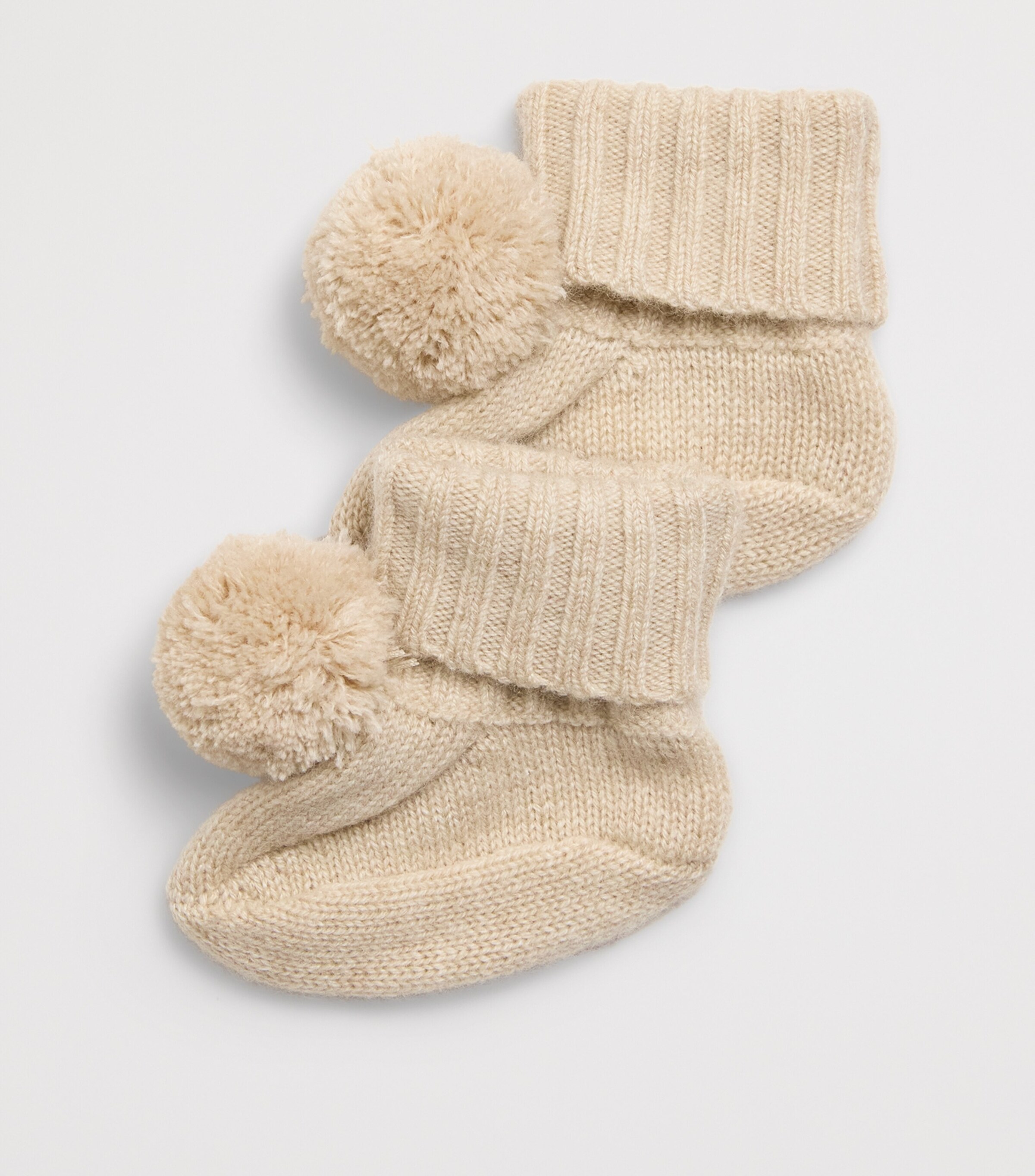 Purebaby Cashmere Pom-Pom Booties Cmlme Camel Melange Image 2