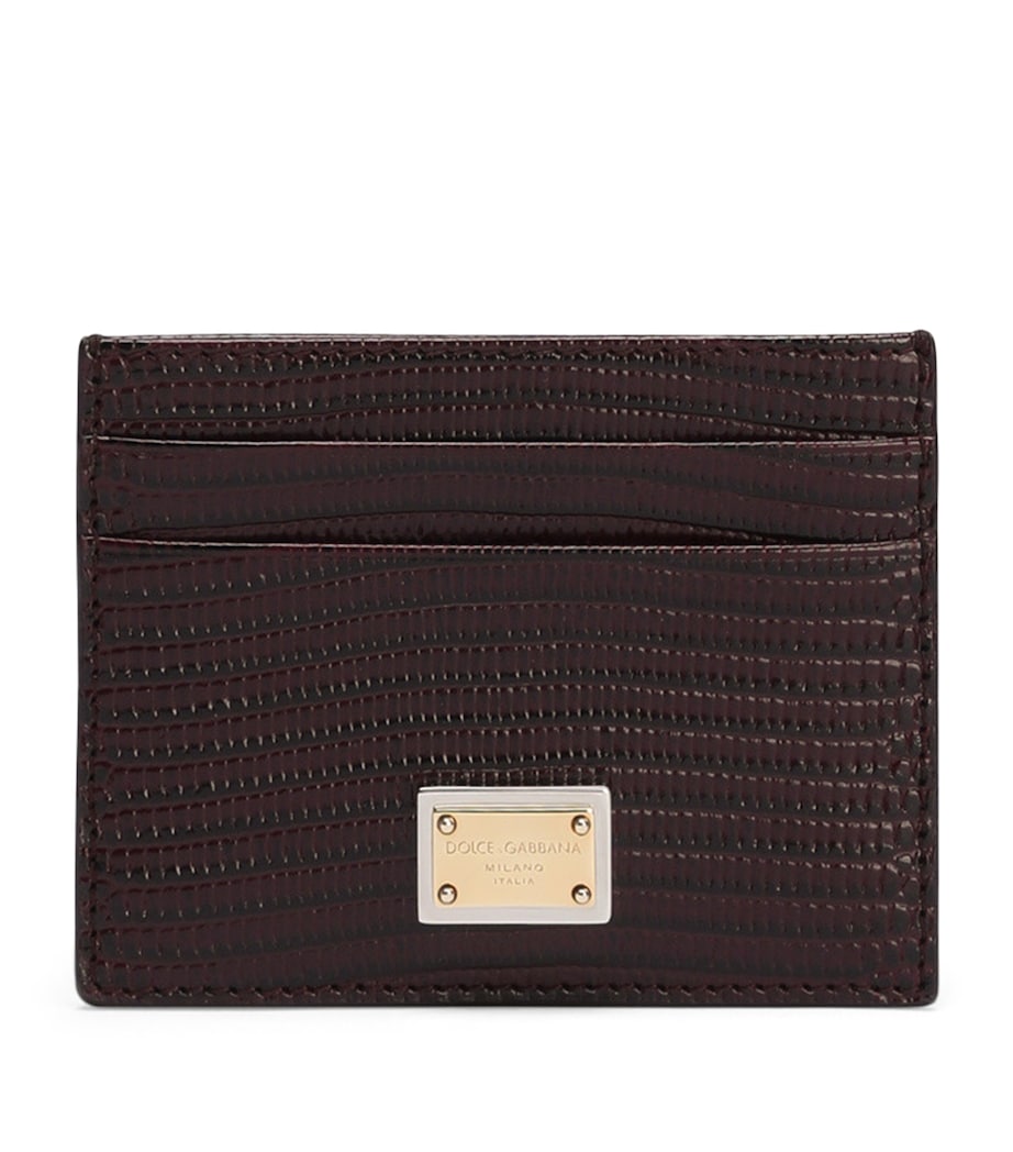 Calfskin Logo Card Holder 80342-DARK PLUM Image 1