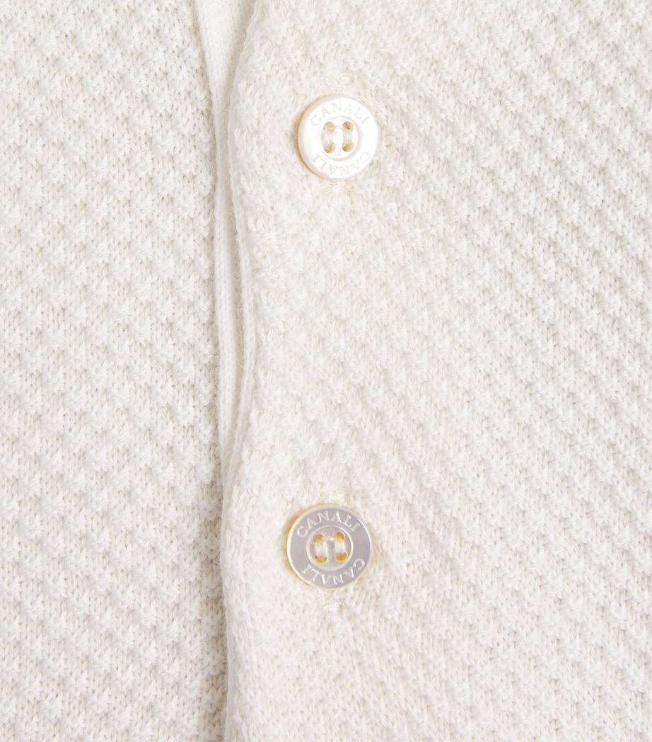 Canali Mens Cotton Micro-Jacquard Polo Shirt Image 6