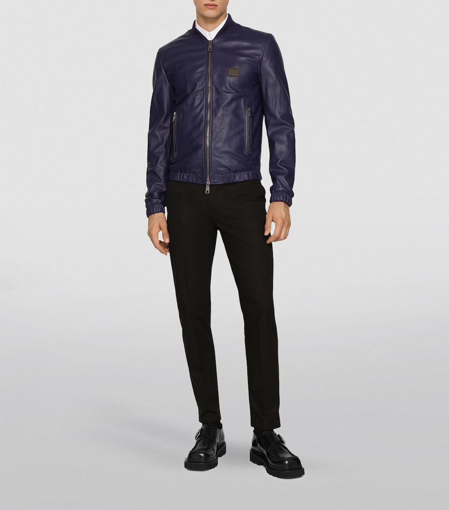 Leather Blouson Jacket B0065-BLUE Image 2