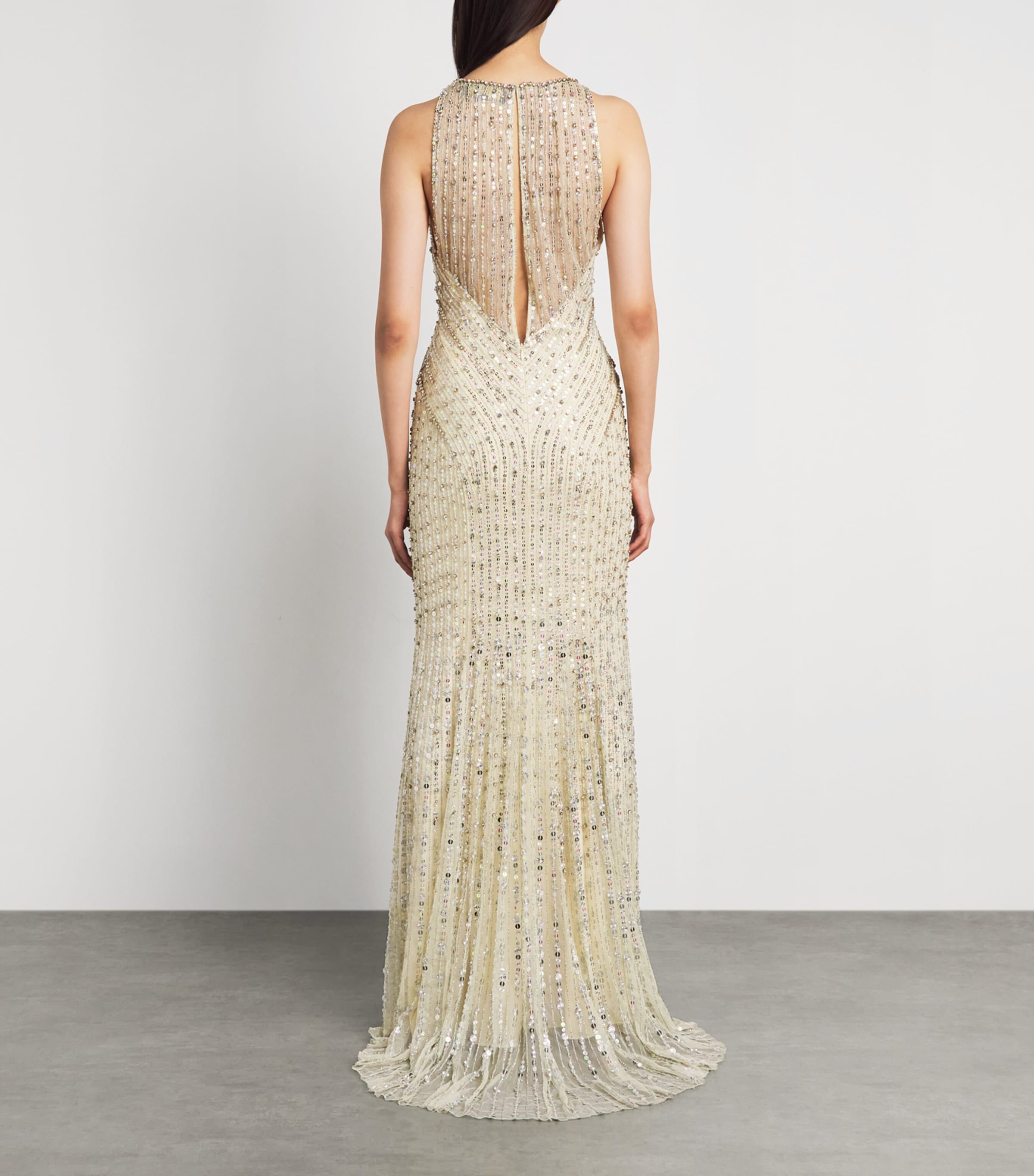 Jenny Packham Womens Embellished Atlas Gown Pacrchment Image 4