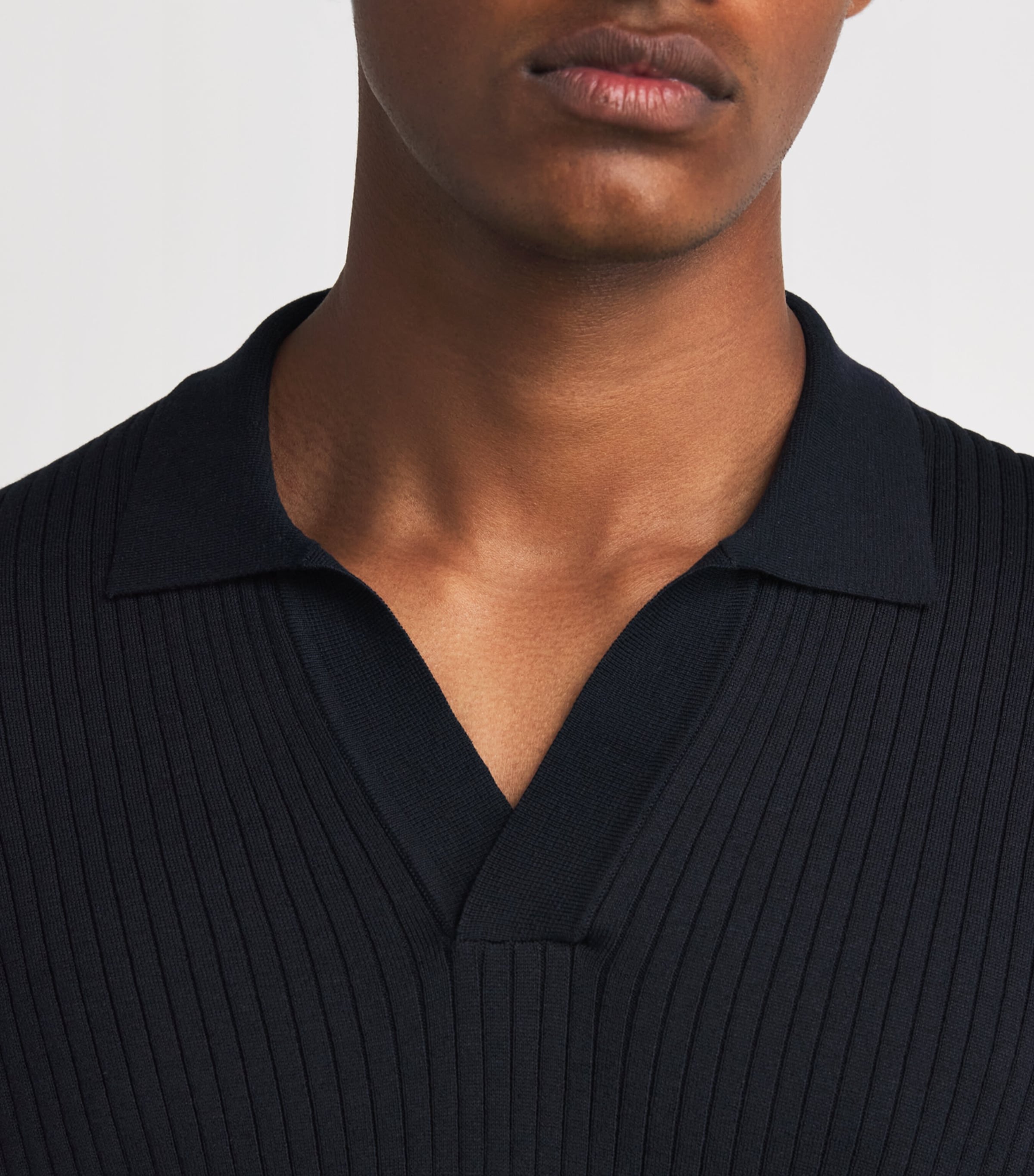 Sunspel Mens Silk-Cotton Polo Shirt Buaa Navy Image 6