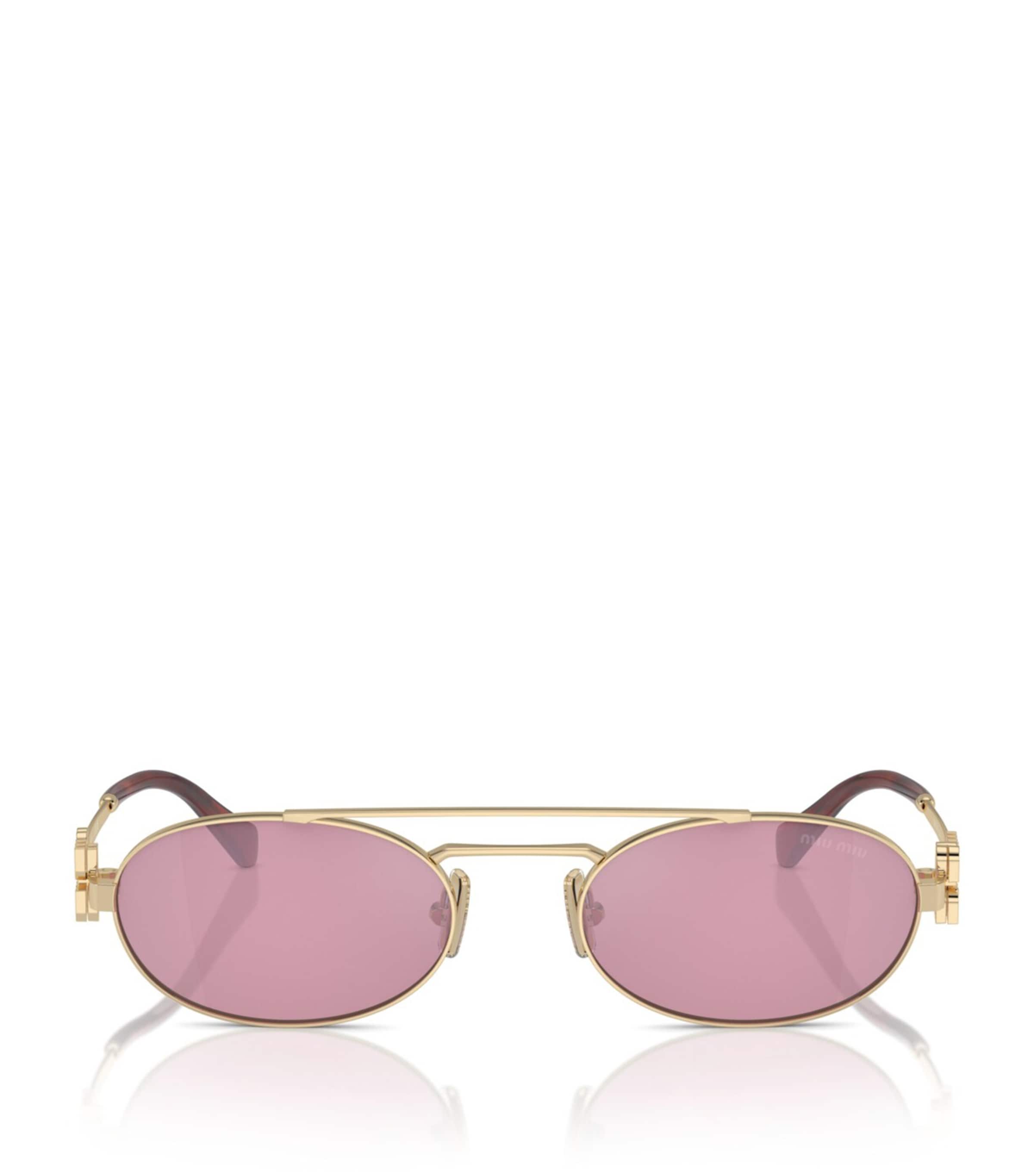 小物 miumiu oval sunglasses made in italy MU 04ZS Miu Miu Sunglasses 22C60O Moka - eye-oo.com