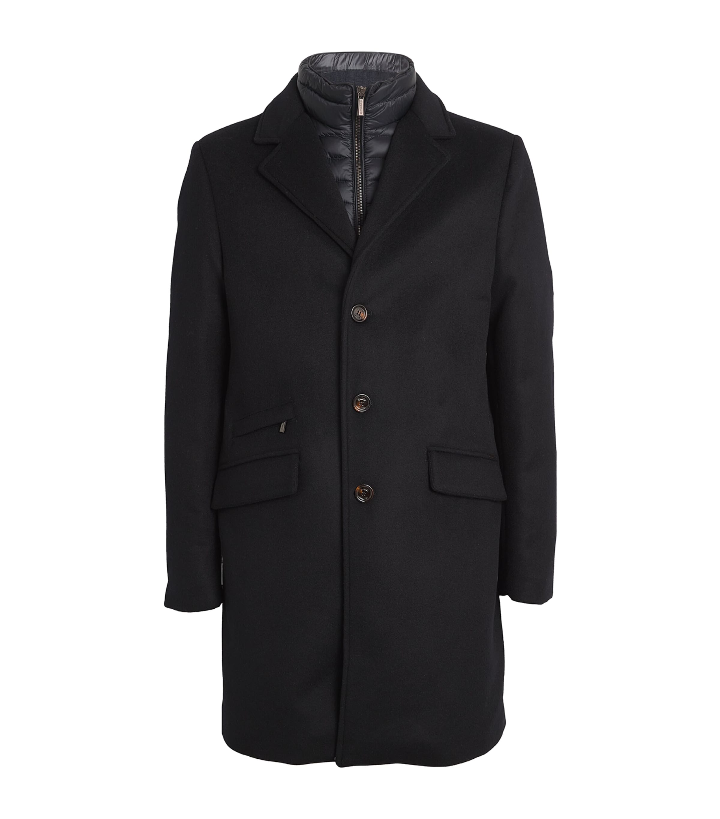 MOORER WOOL-CASHMERE LAYERED HARRIS-LE COAT 