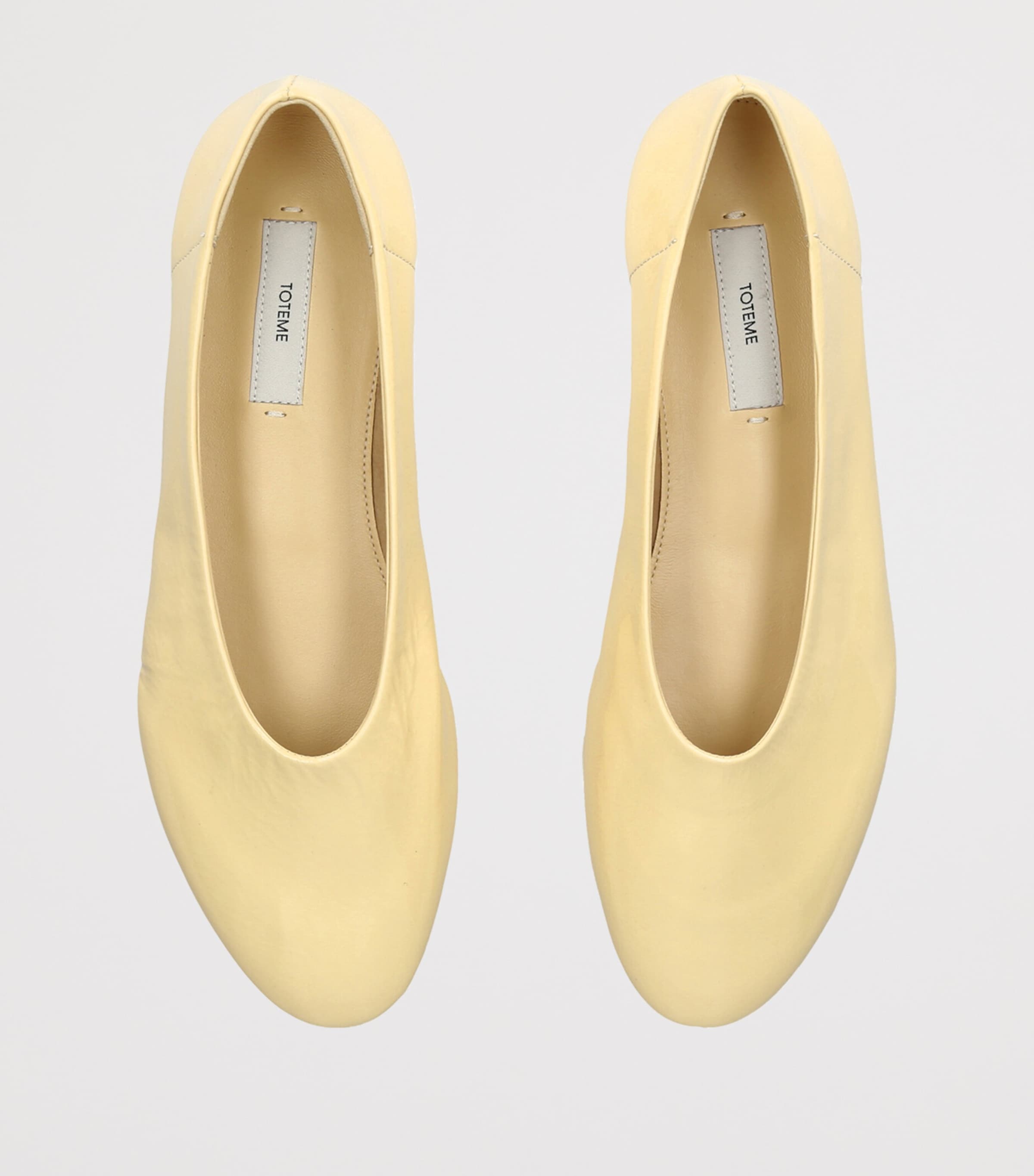 Toteme Womens Patent Leather Slip Ballet Flats Yellow Image 3
