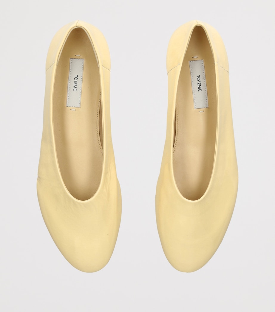 Toteme Womens Patent Leather Slip Ballet Flats Yellow Image 3