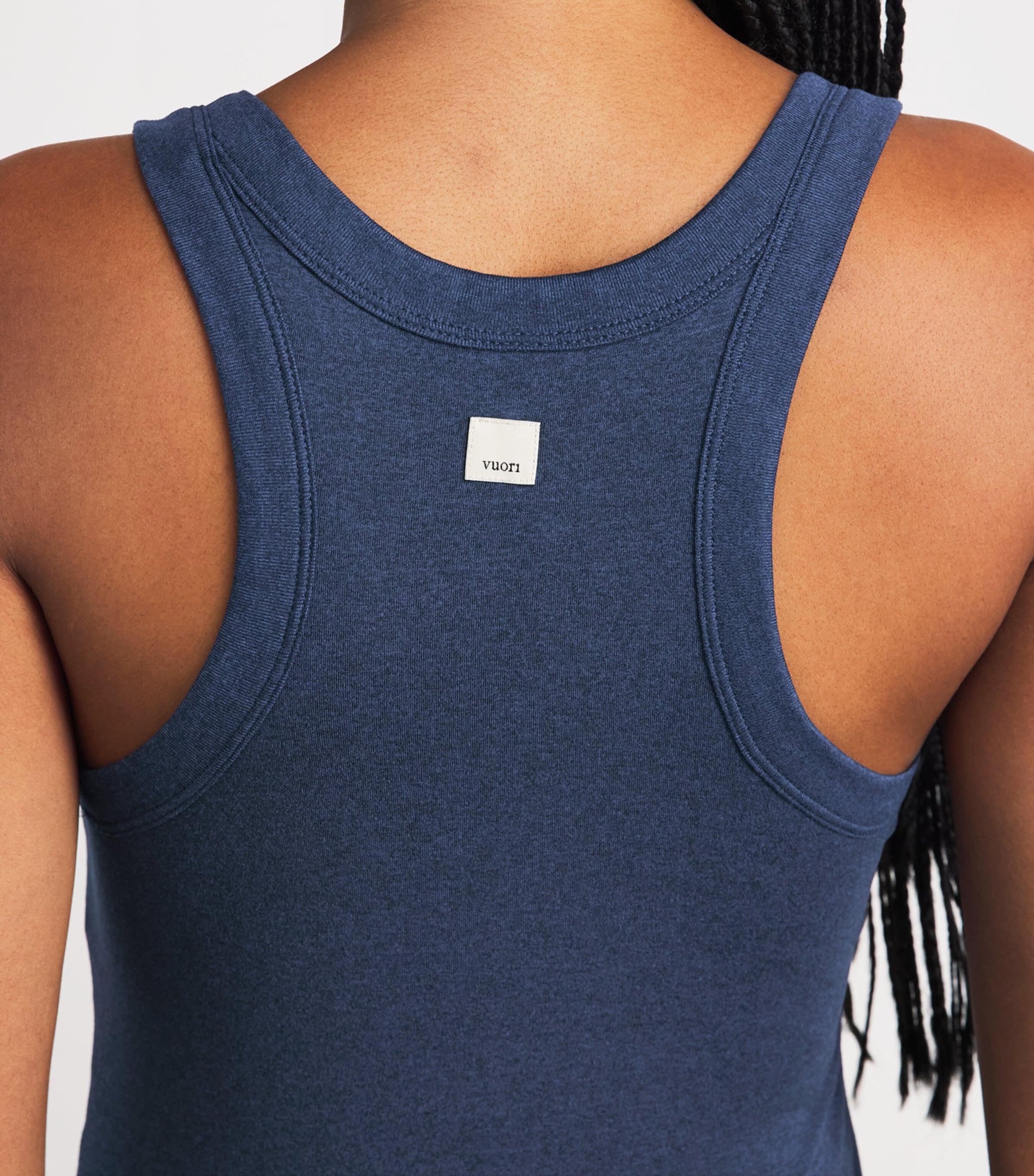 VUORI Womens Energy Racerback Tank Top Blue Coast Heather Image 3