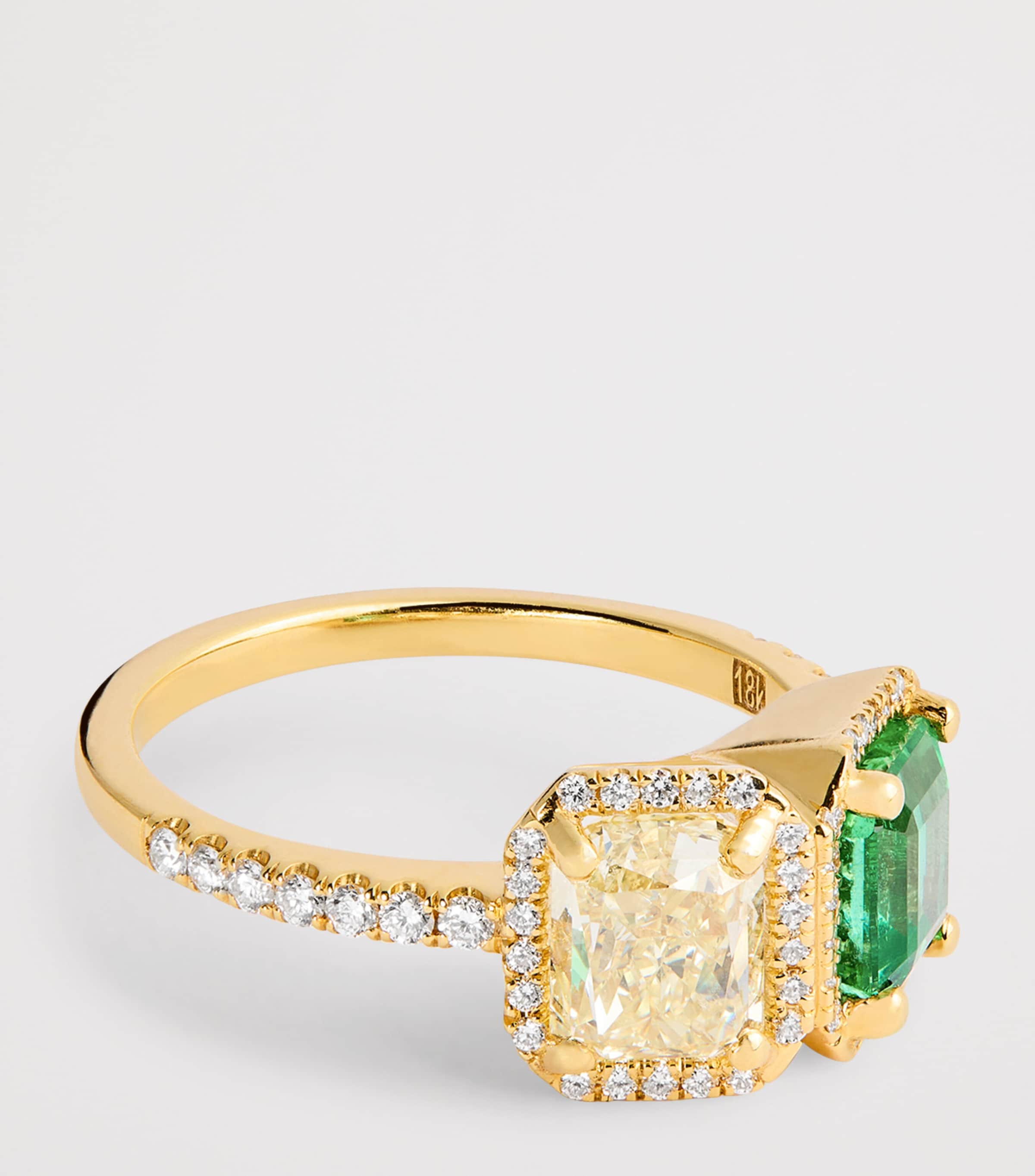 Suzanne Kalan Yellow Gold Toi et Moi Diamond and Emerald Ring Yg/emer Image 4