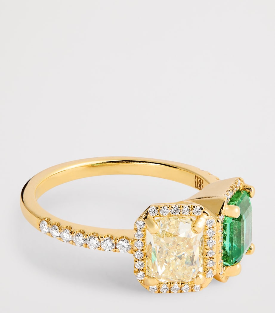 Suzanne Kalan Yellow Gold Toi et Moi Diamond and Emerald Ring Yg/emer Image 4