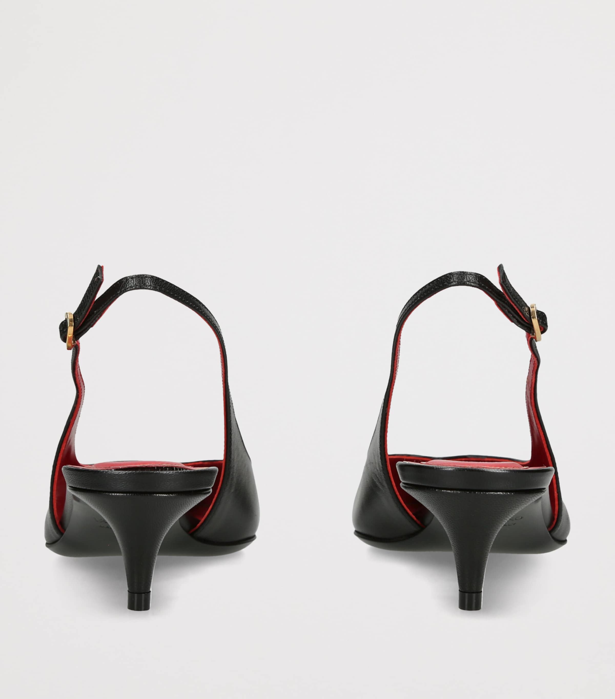 Valentino Garavani Leather Heartip Slingback Pumps 35 Blk/white Image 2