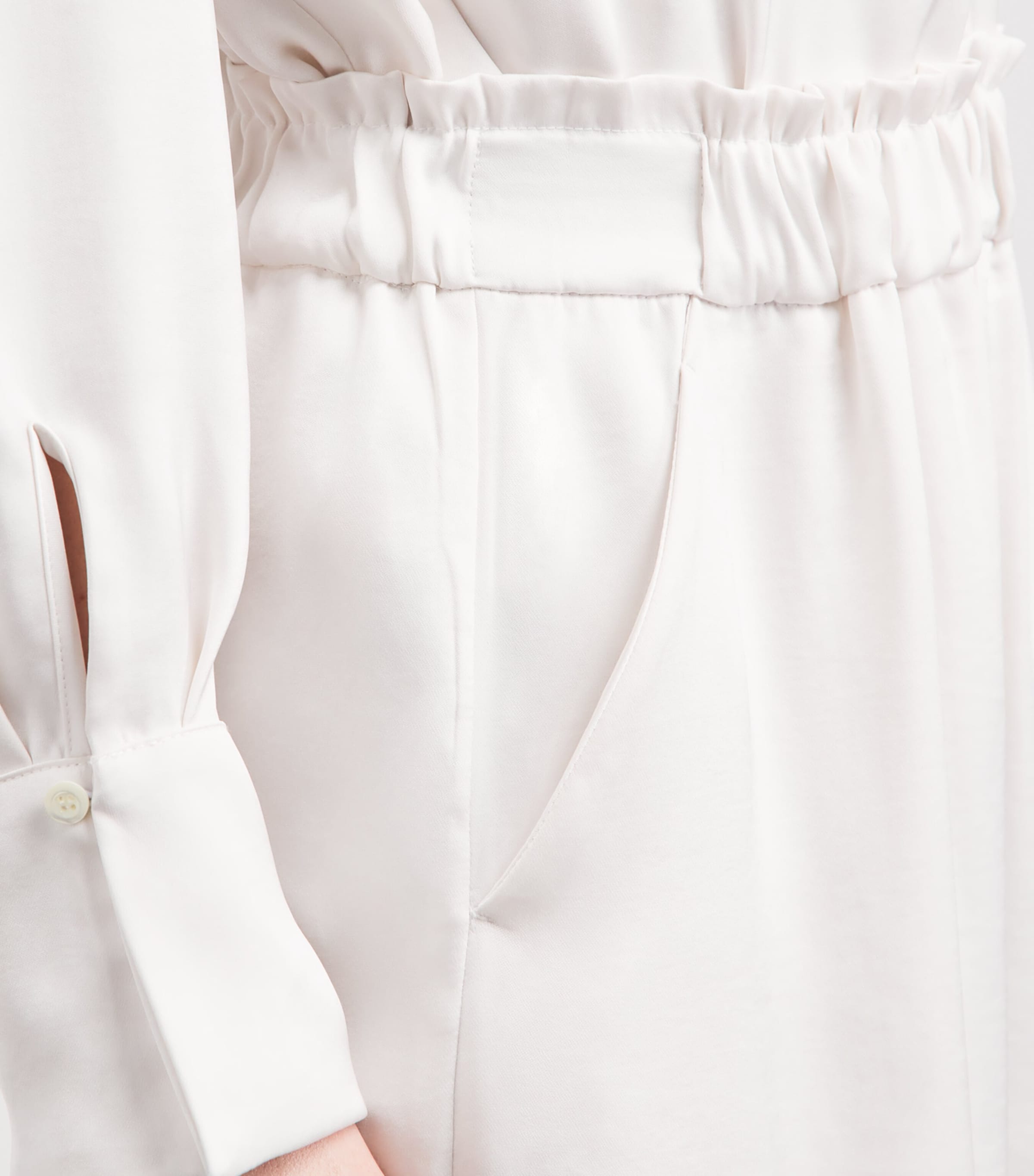 Claudie Pierlot Womens Satin Tailored Trousers Ivory Image 3