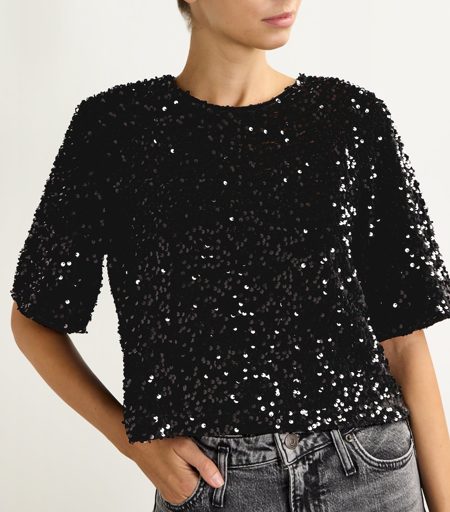 Velvet Embellished Top BLACK Image 6