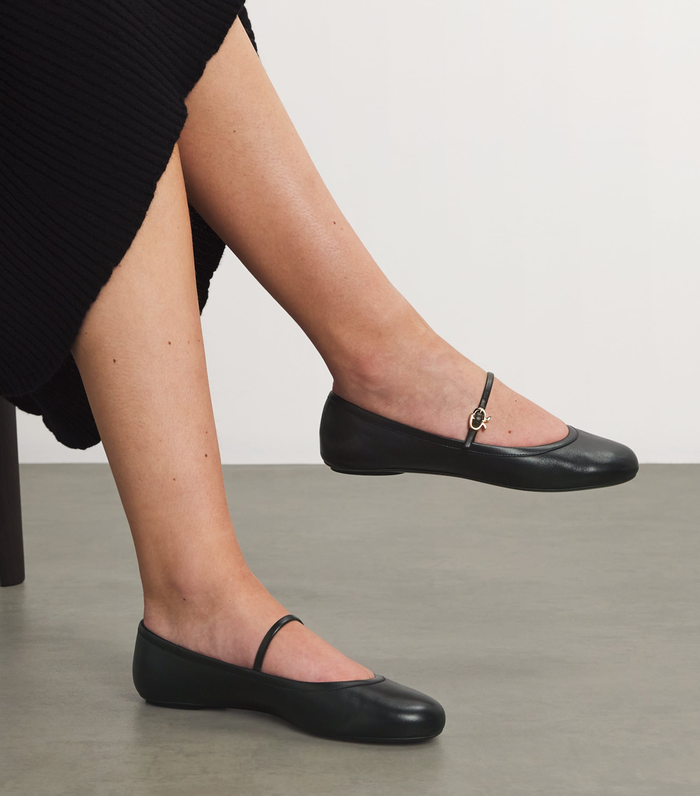 Leather Ballet Flats BLACK Image 2