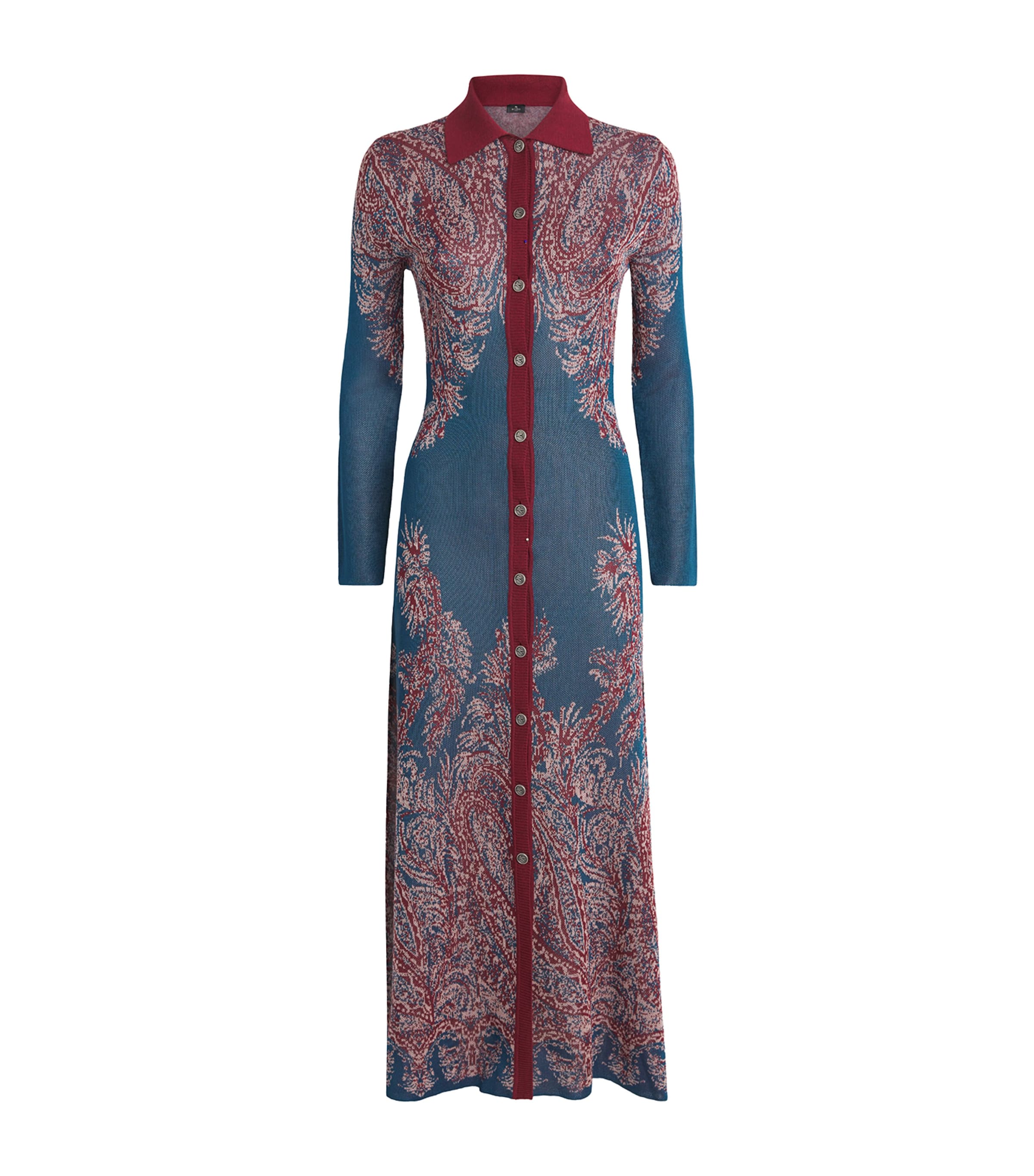 Etro Long Sleeve Maxi Length Paisley Pattern Dress In Multi