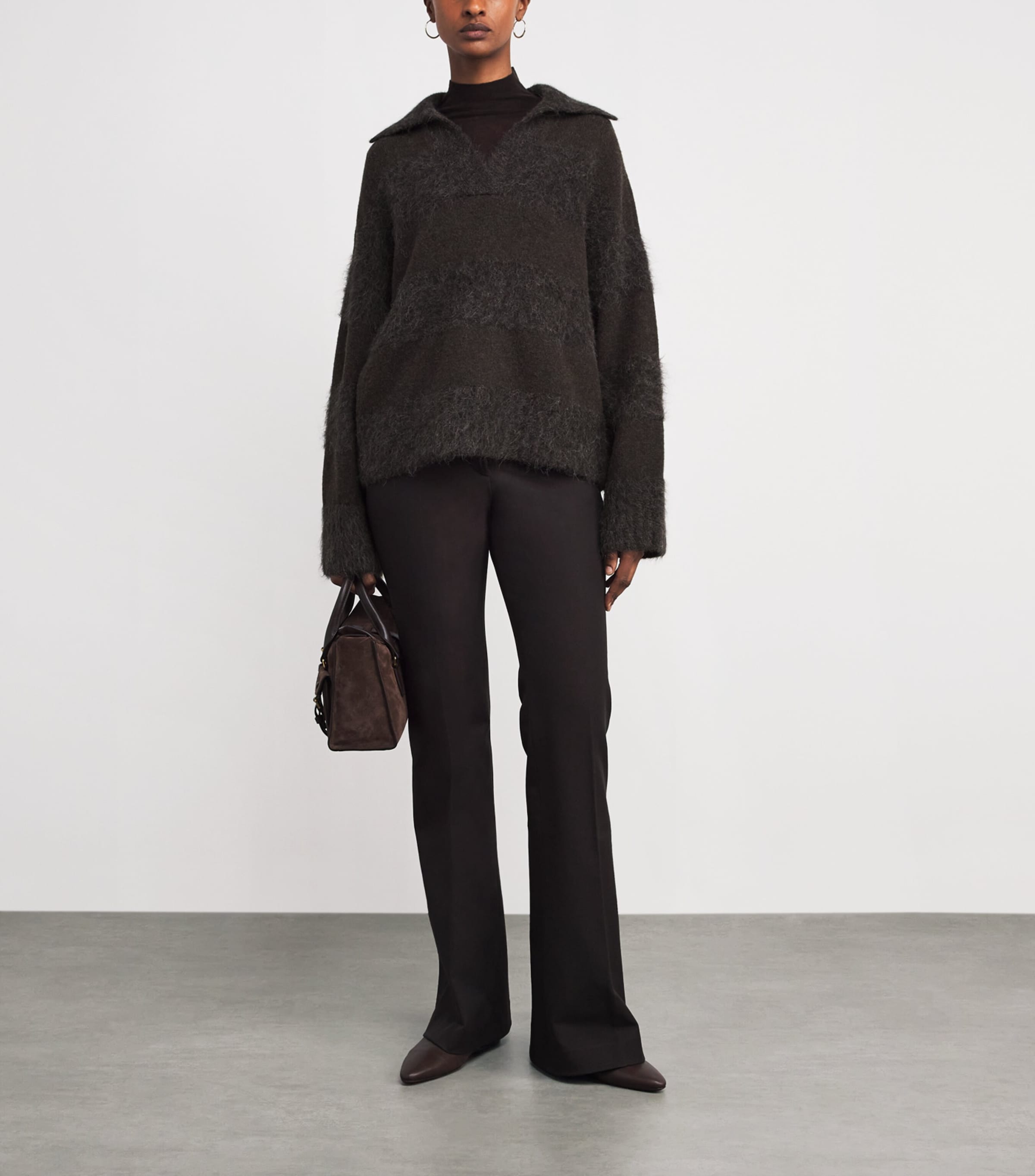 Brushed Stripe Take Sweater COCOA Image 2