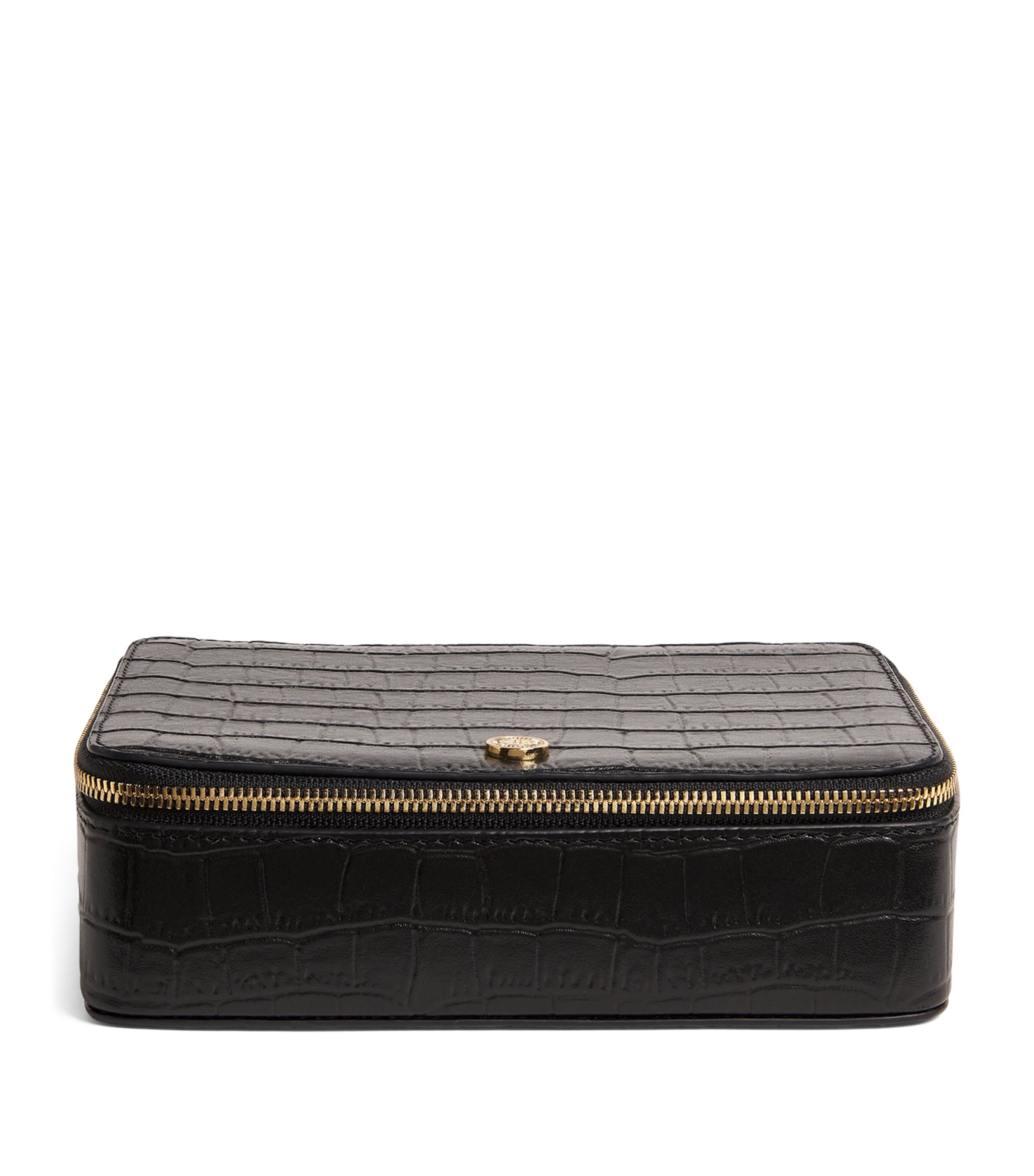 Harrods Large Leather Trinket Box In Black