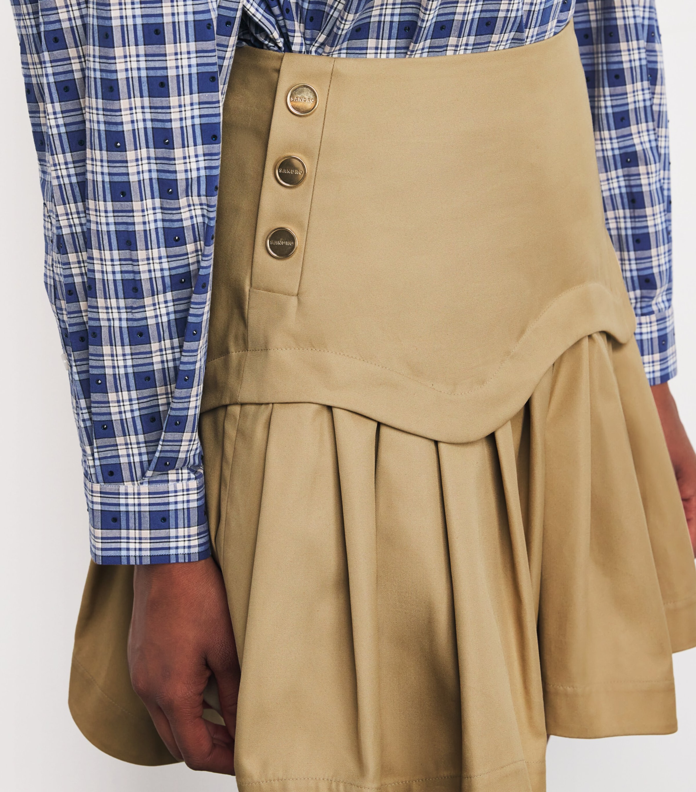 Cotton Ruffled Mini Skirt BEIGE Image 6