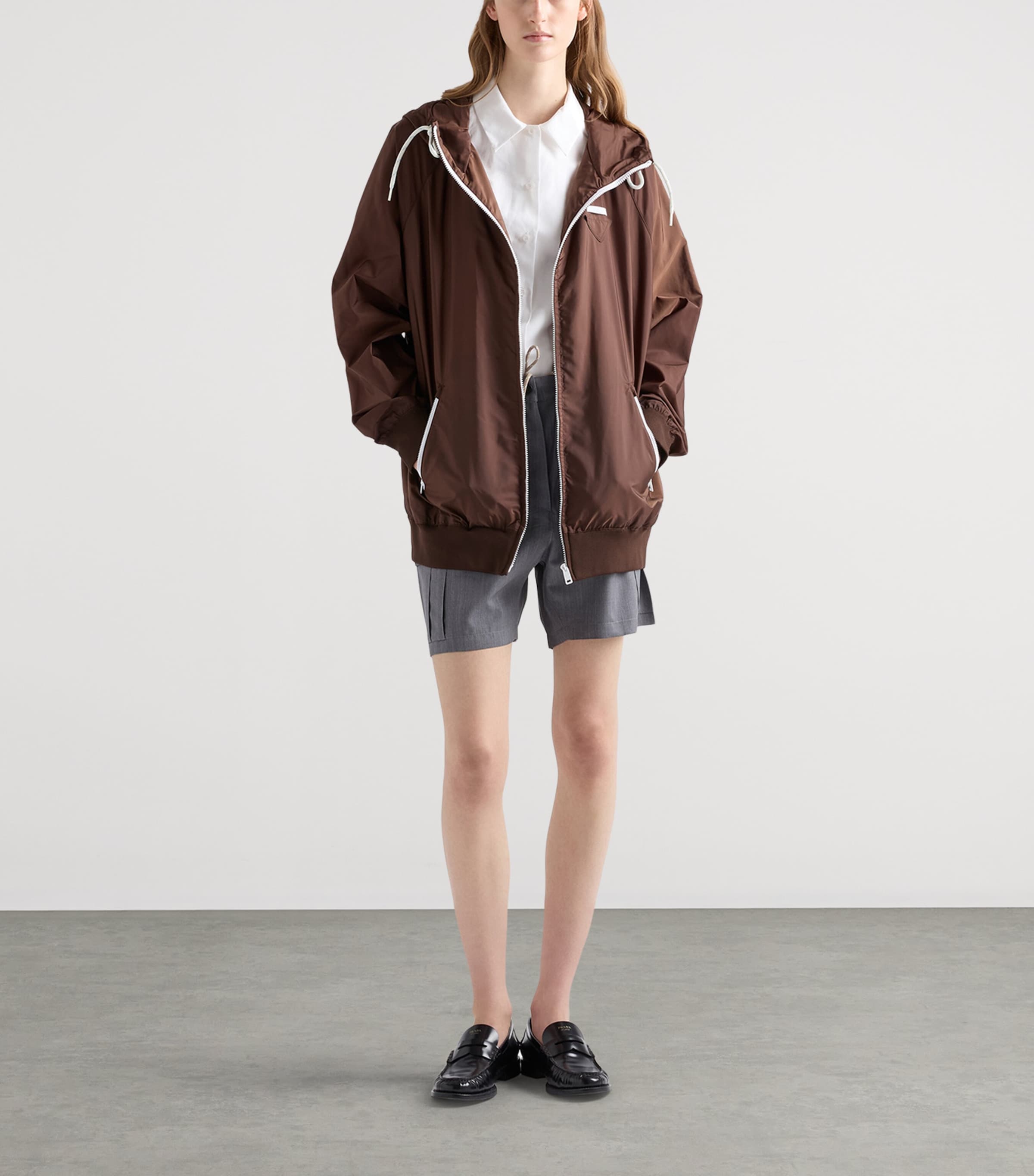 Prada Womens Re-Nylon Belted Raincoat Brown Image 2