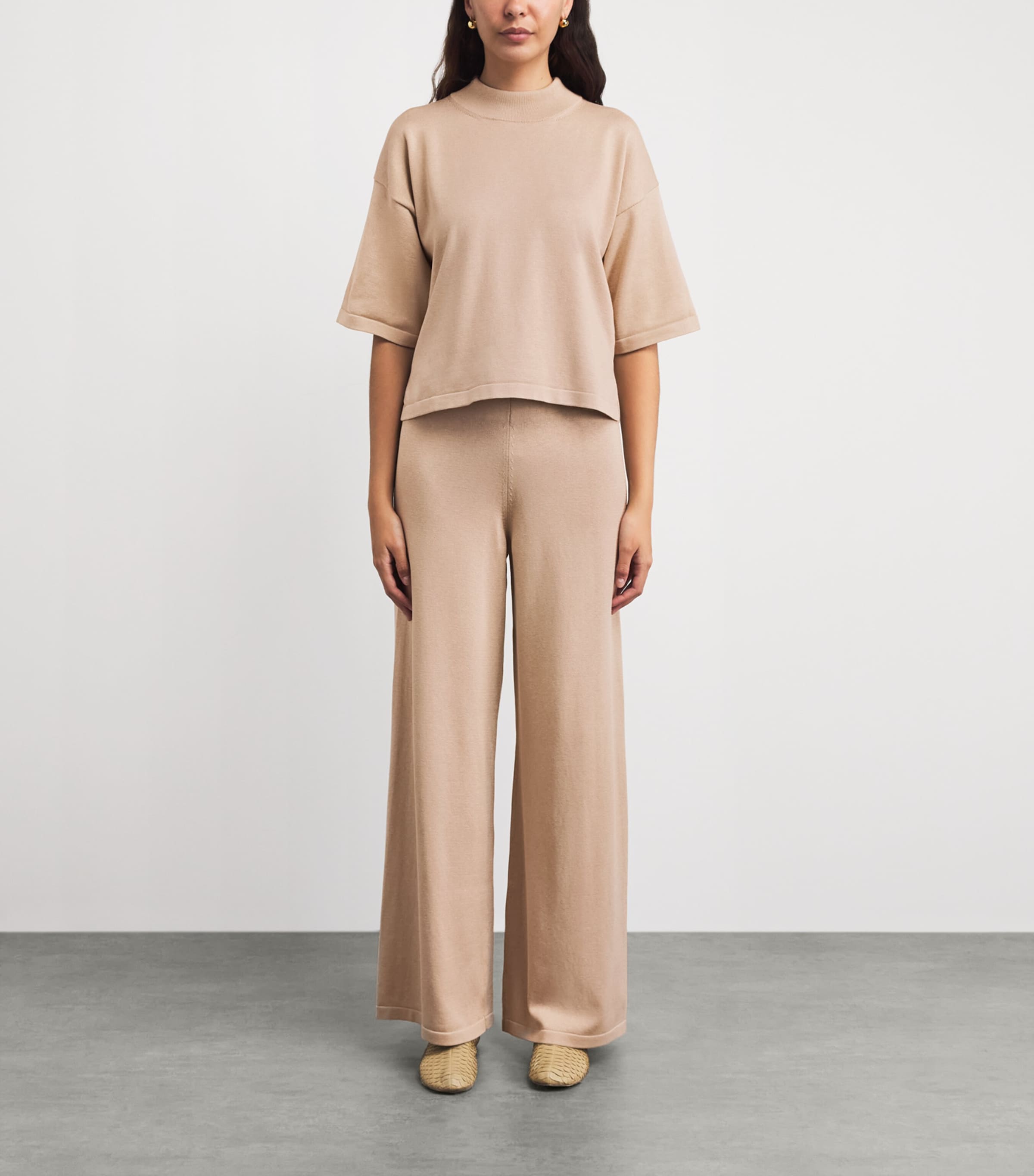 Falke Womens Silk-Cotton Mock-Neck Top Camel Image 2