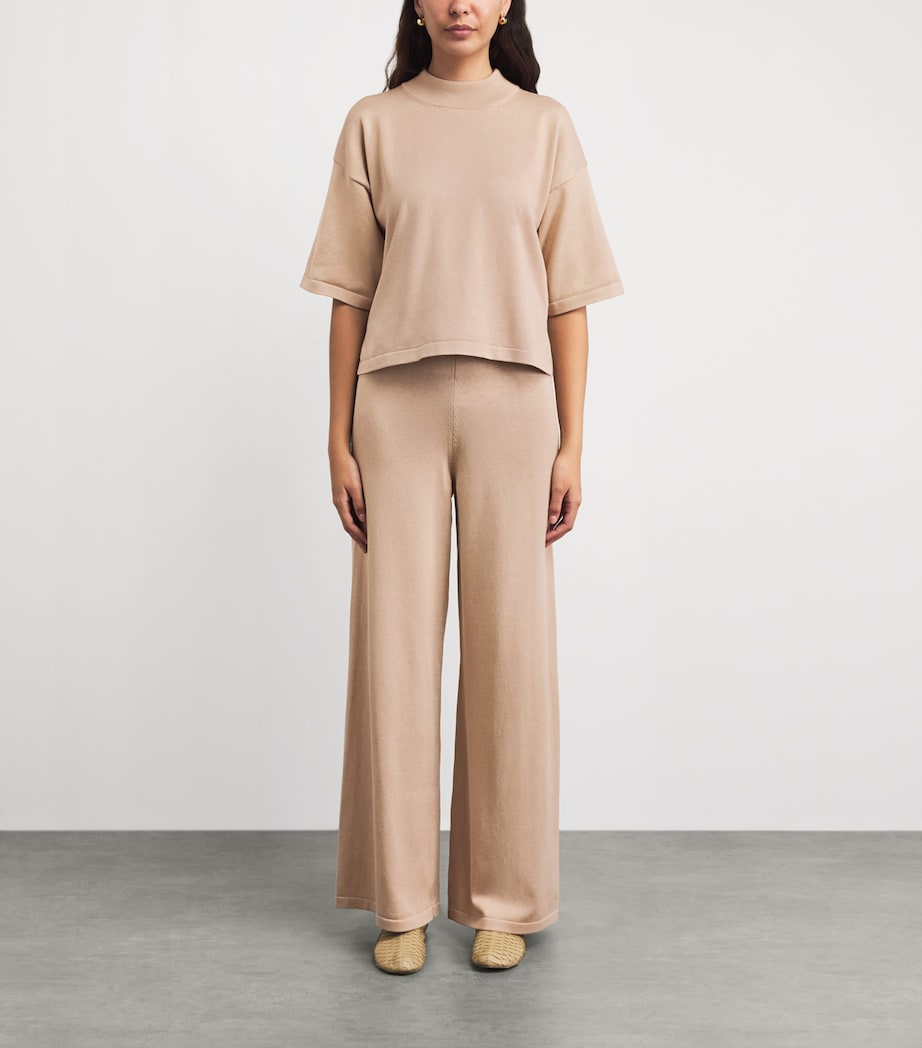 Falke Womens Silk-Cotton Mock-Neck Top Camel Image 2
