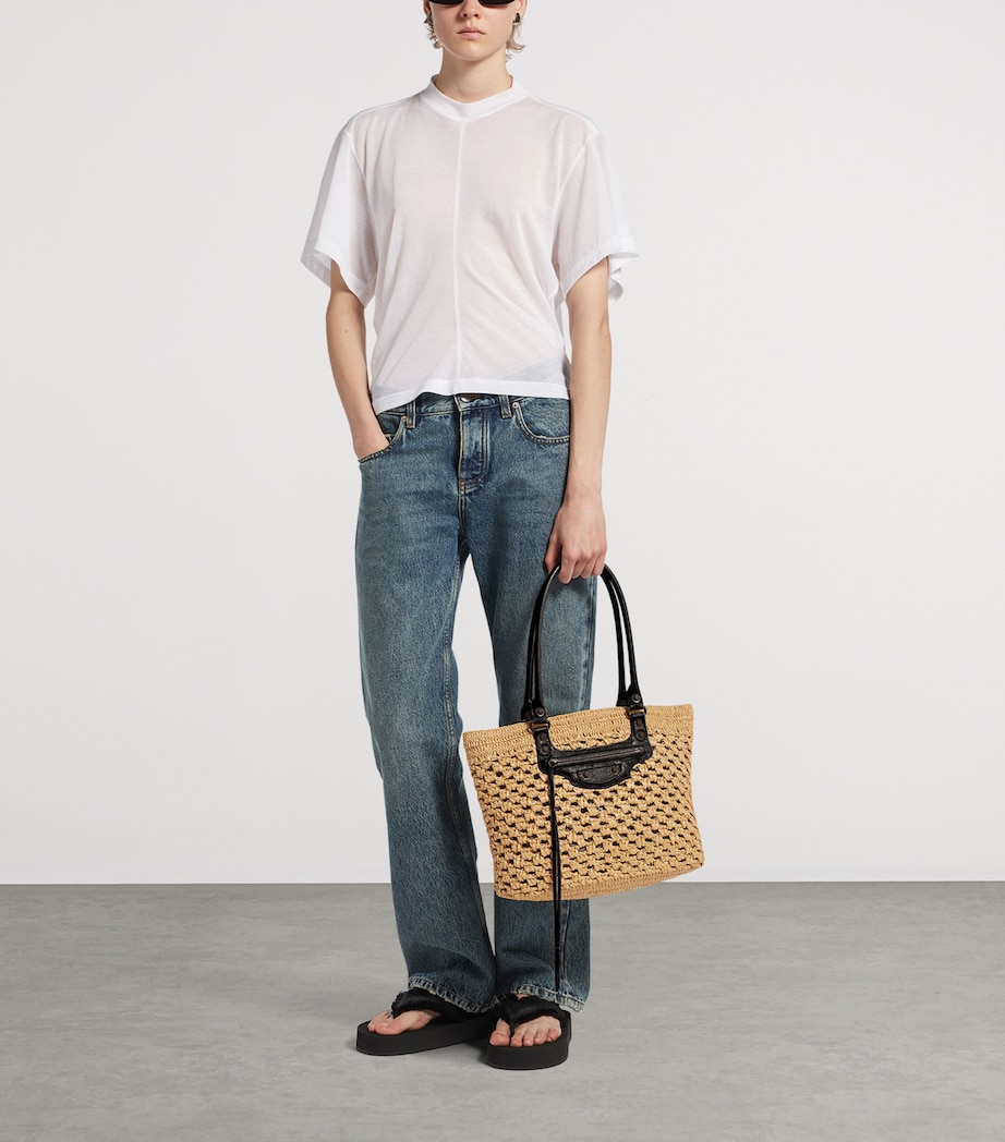 Balenciaga Medium Raffia-Lambskin Le City Basket Bag Image 2