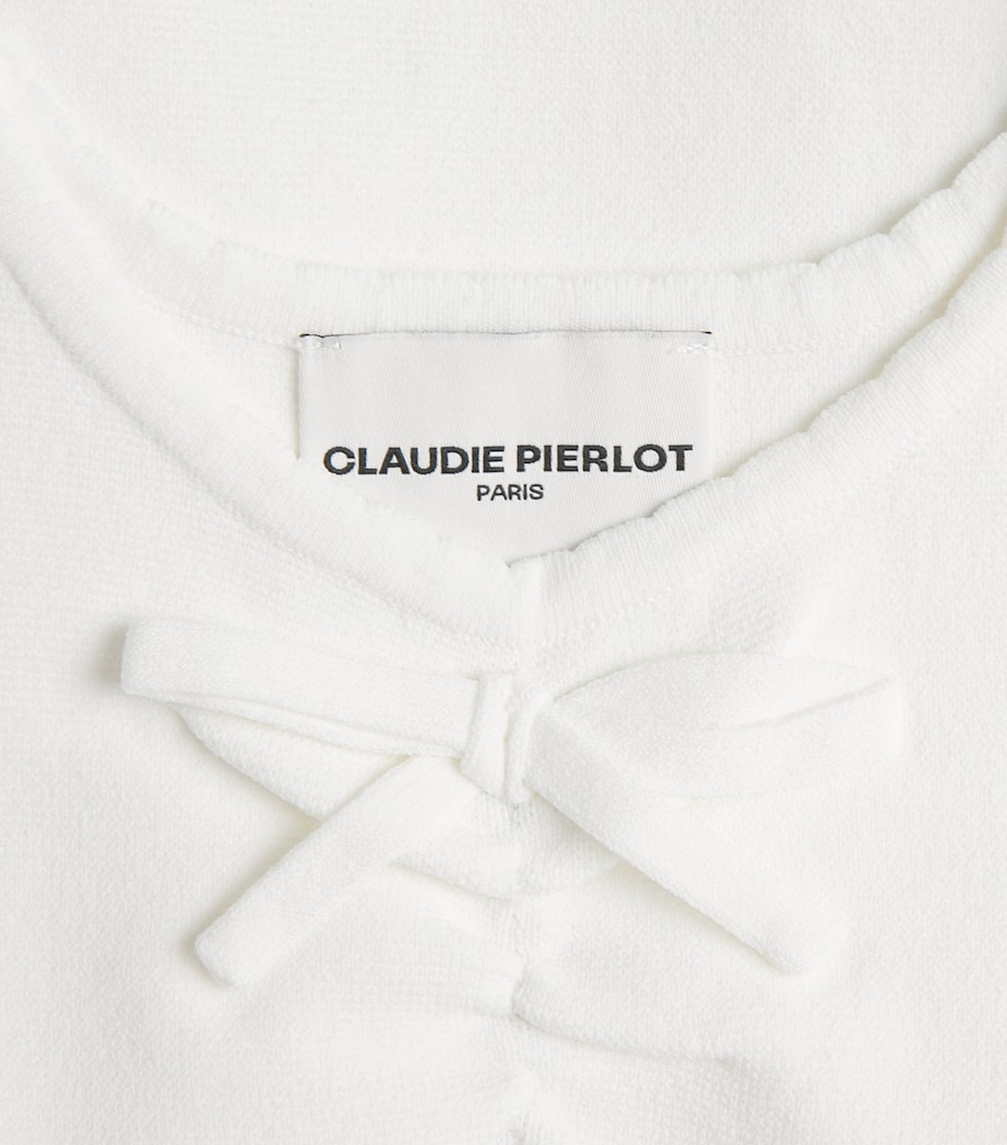 Claudie Pierlot Womens Bow-Detail Knit Tank Top Ecru Image 6