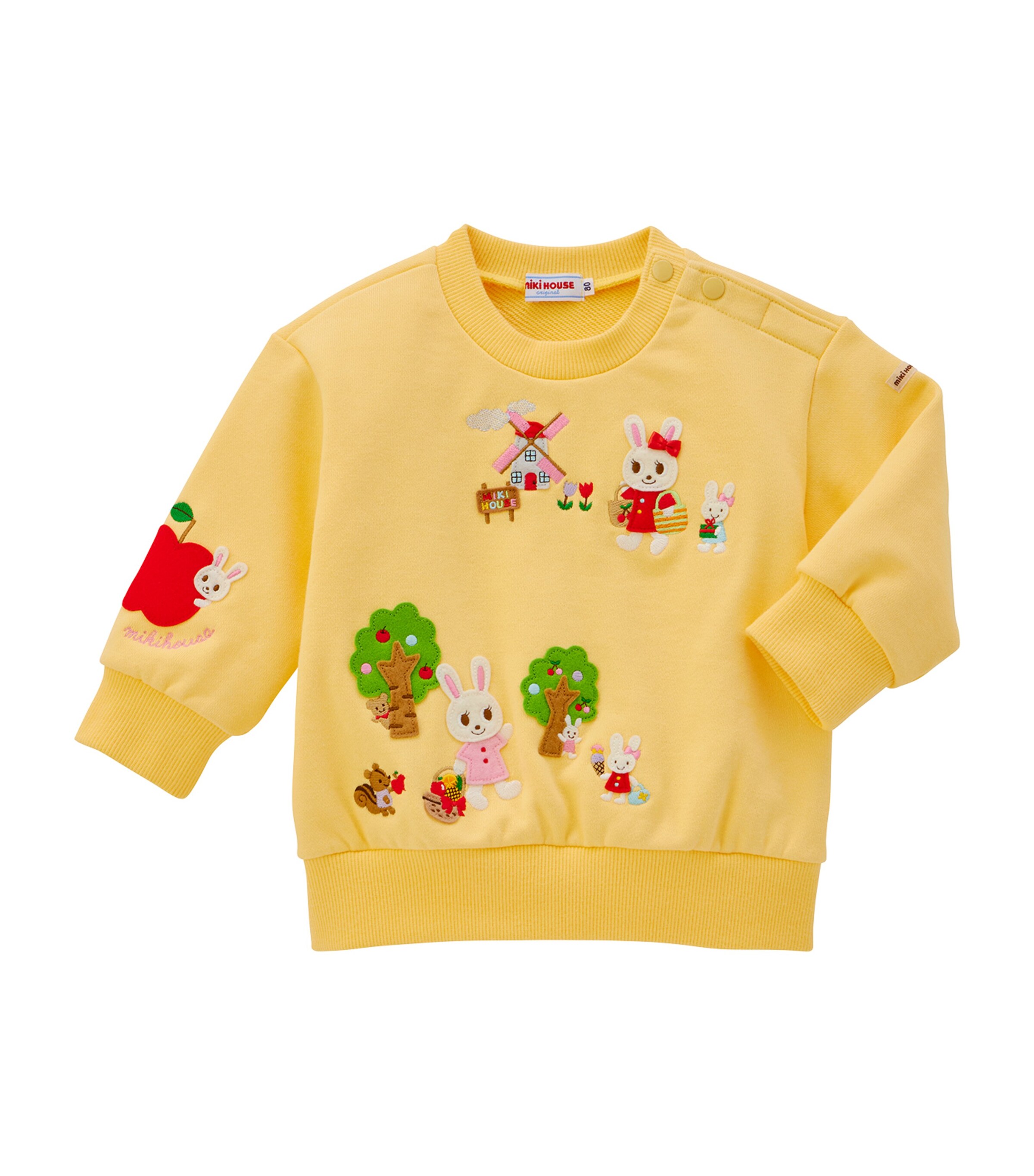 Miki House Kids' Usako Bunny Orchard Sweatshirt In Yellow