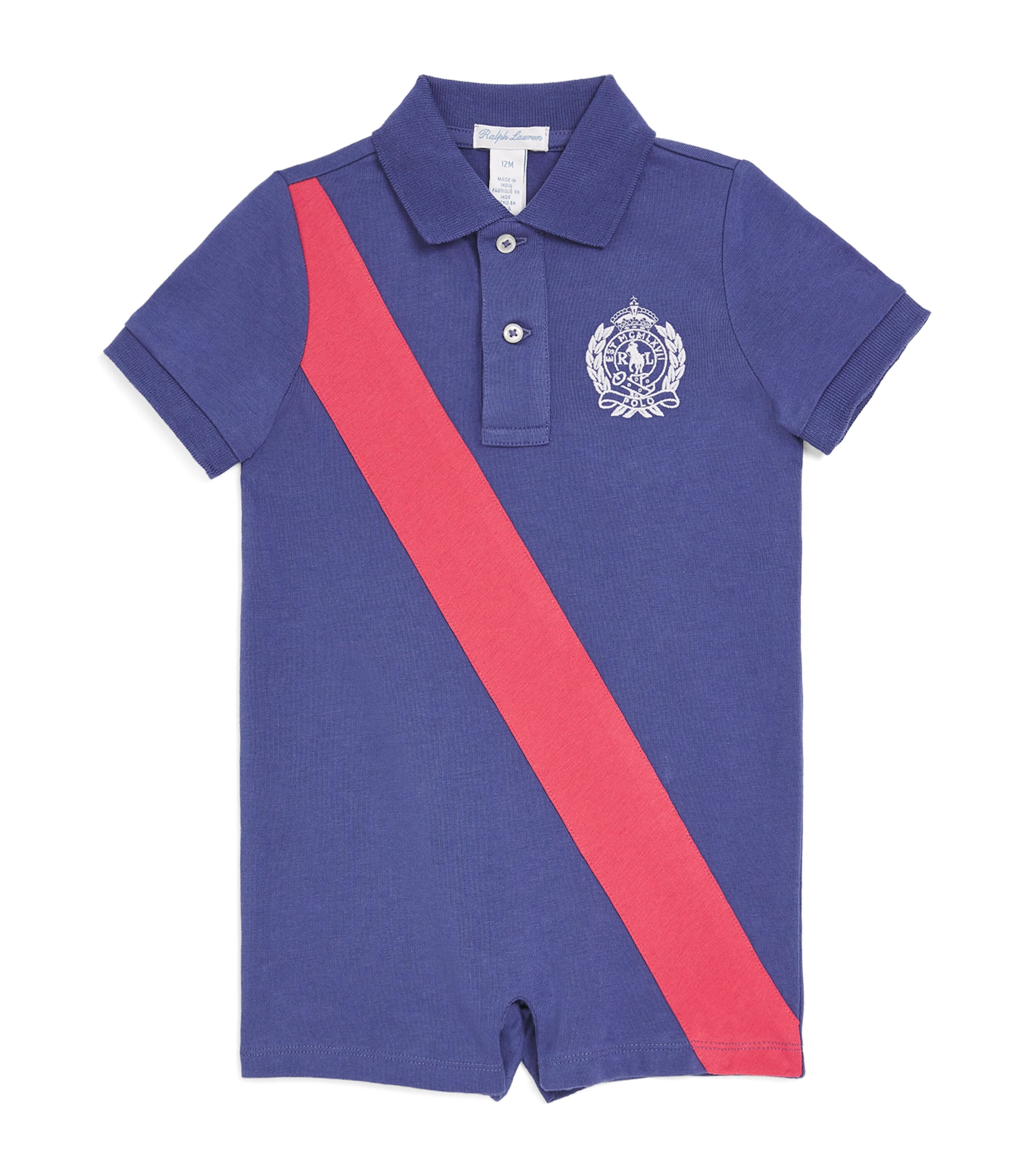 Ralph Lauren Cotton Polo Bodysuit In Blue