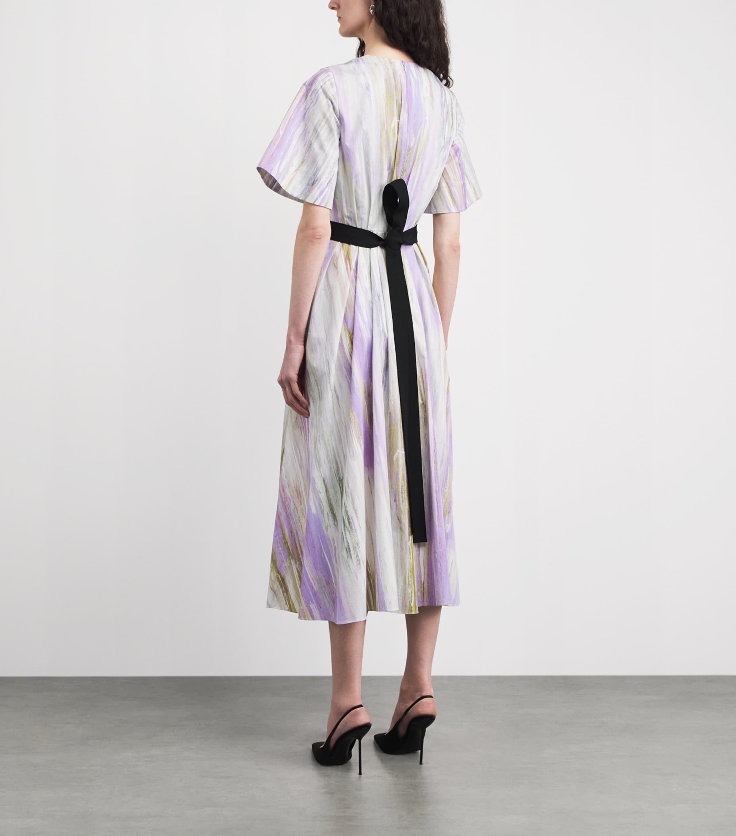 Roksanda Womens Cotton Sana Midi Dress Brush Chalk/wisteria Image 3