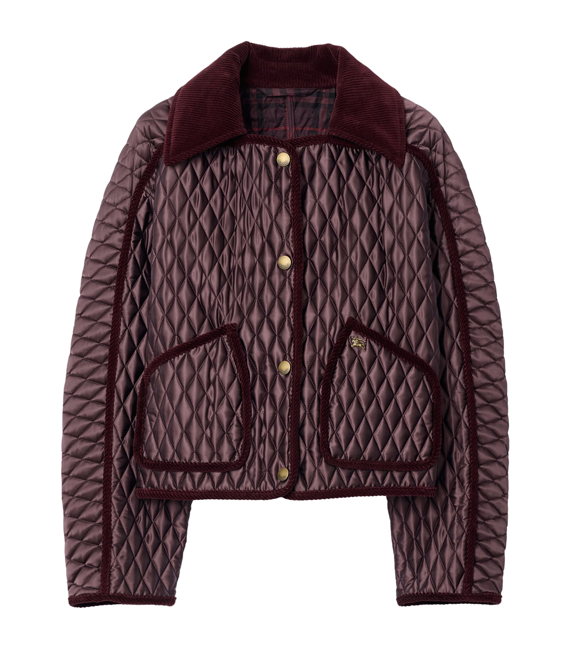 Burberry Mahogany Floriston Cropped Quilted Nylon Jacket Women In Brown