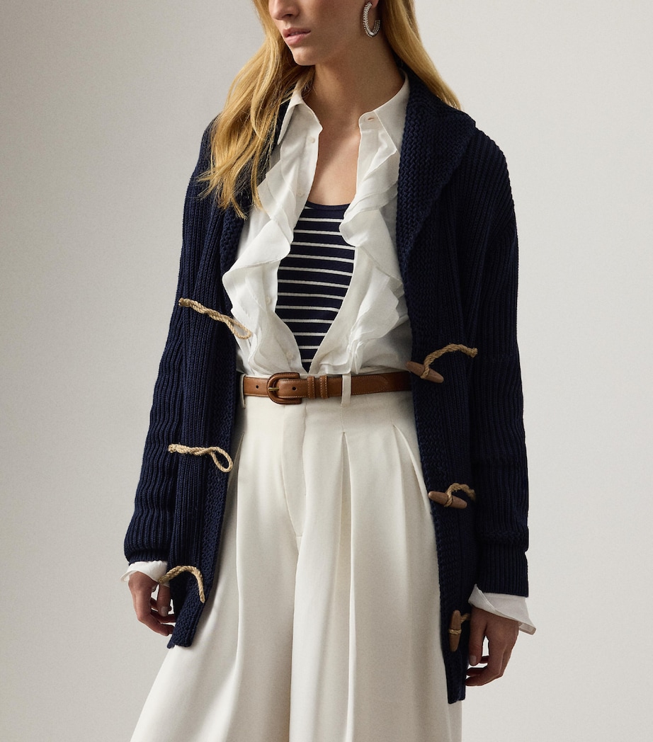 Cotton-Silk Shawl Collar Cardigan NAVY-410 Image 4