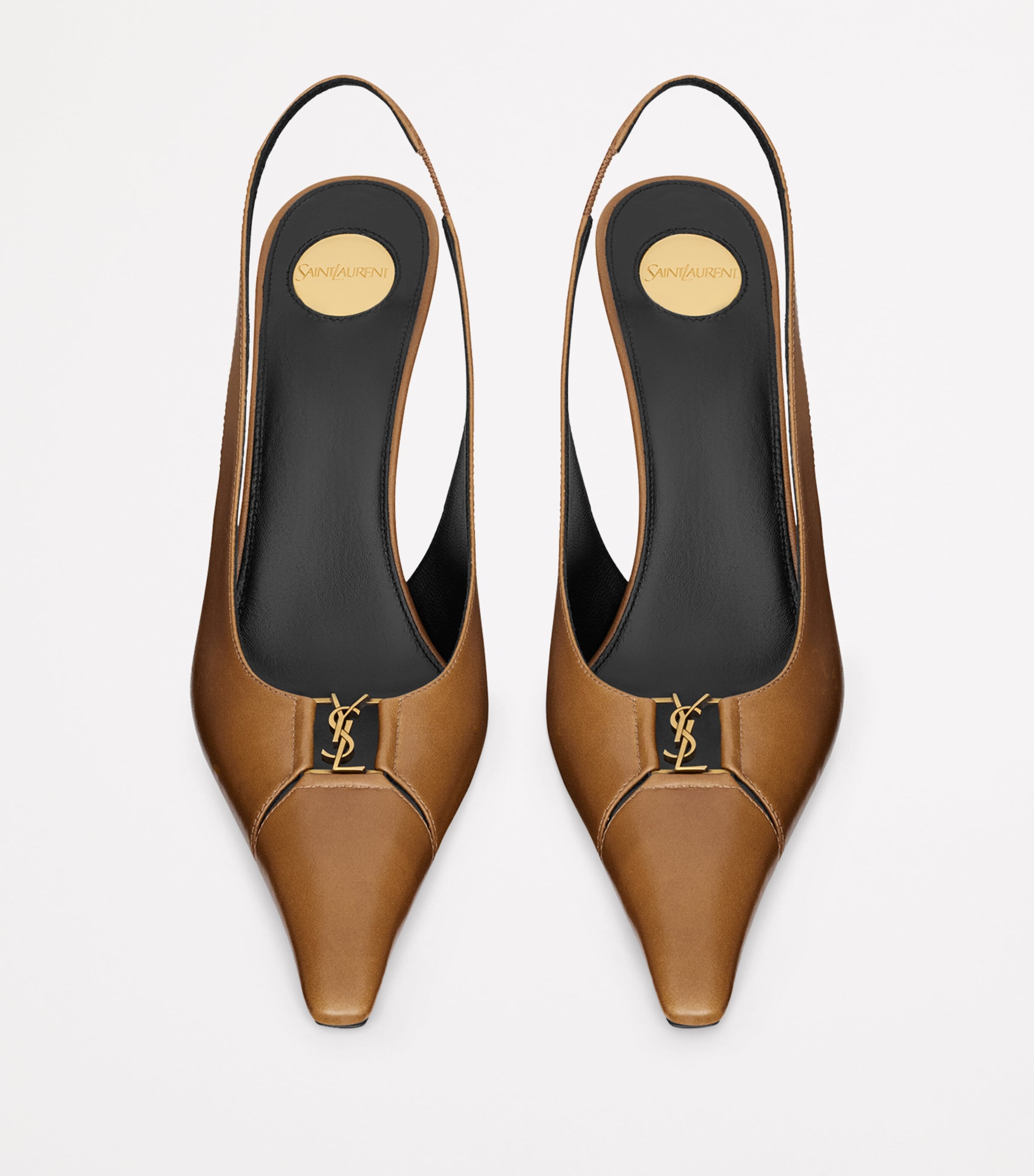 Saint Laurent Leather Babylone Slingback Pumps 90 In Brown