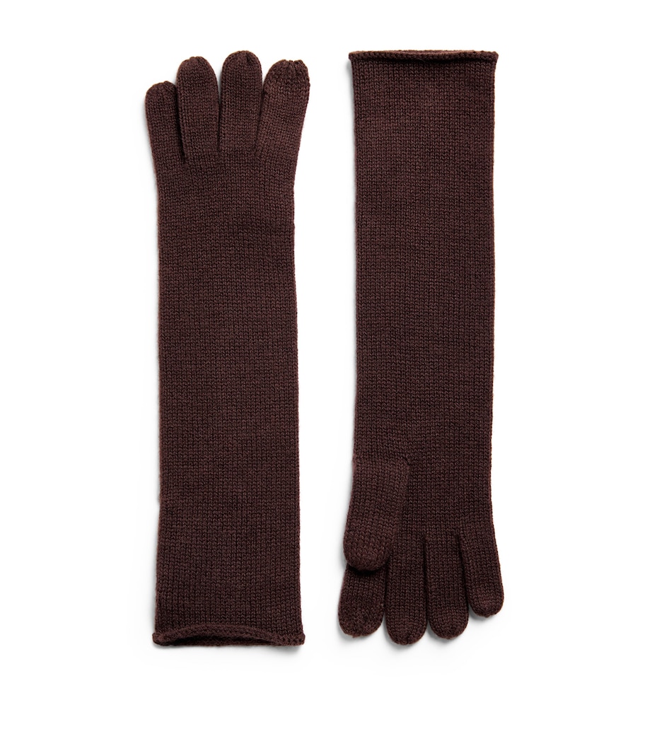 Long Wool-Cashmere Gloves DARK BROWN Image 1
