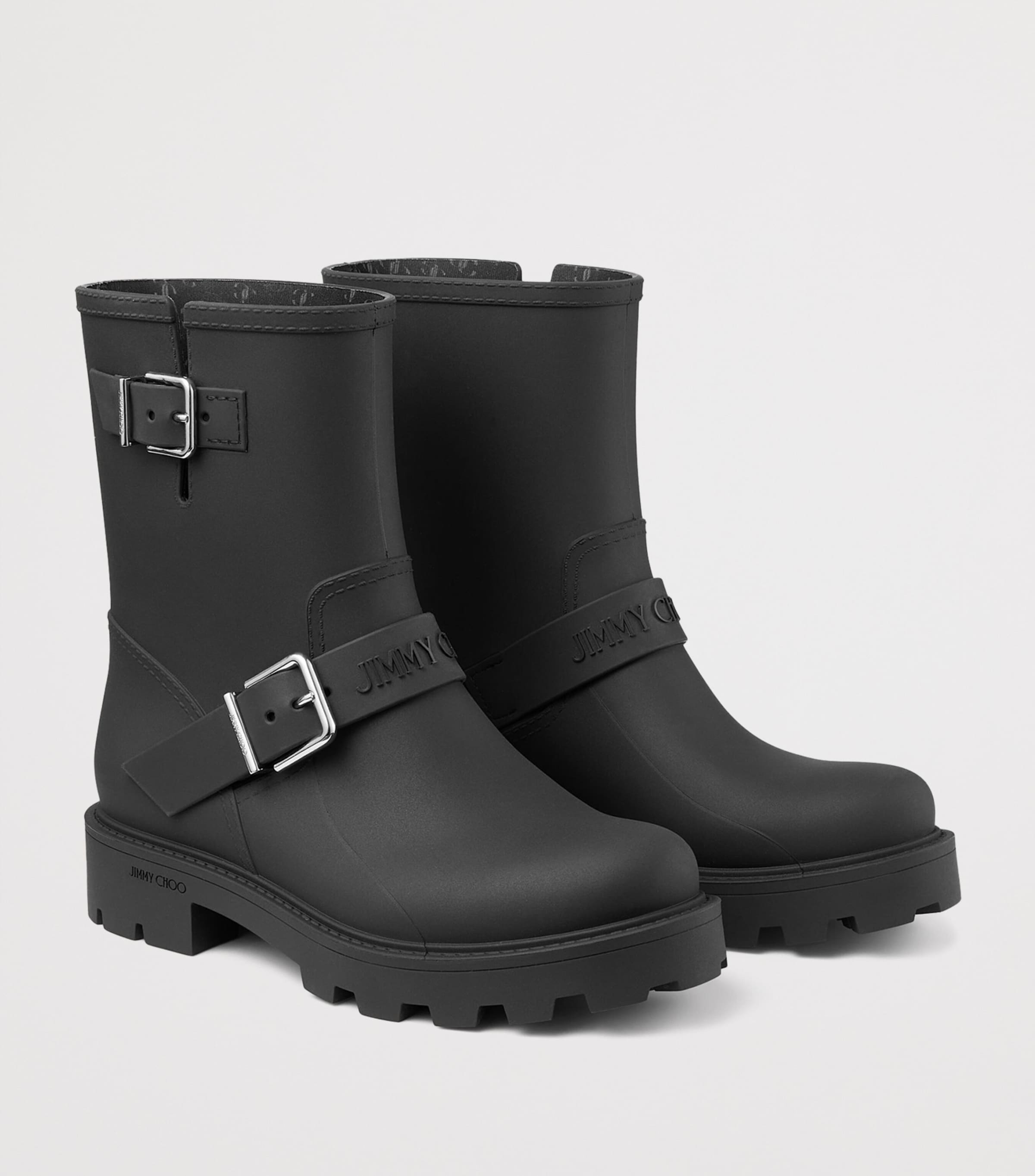Biker Rain Ankle Boots BLACK Image 2